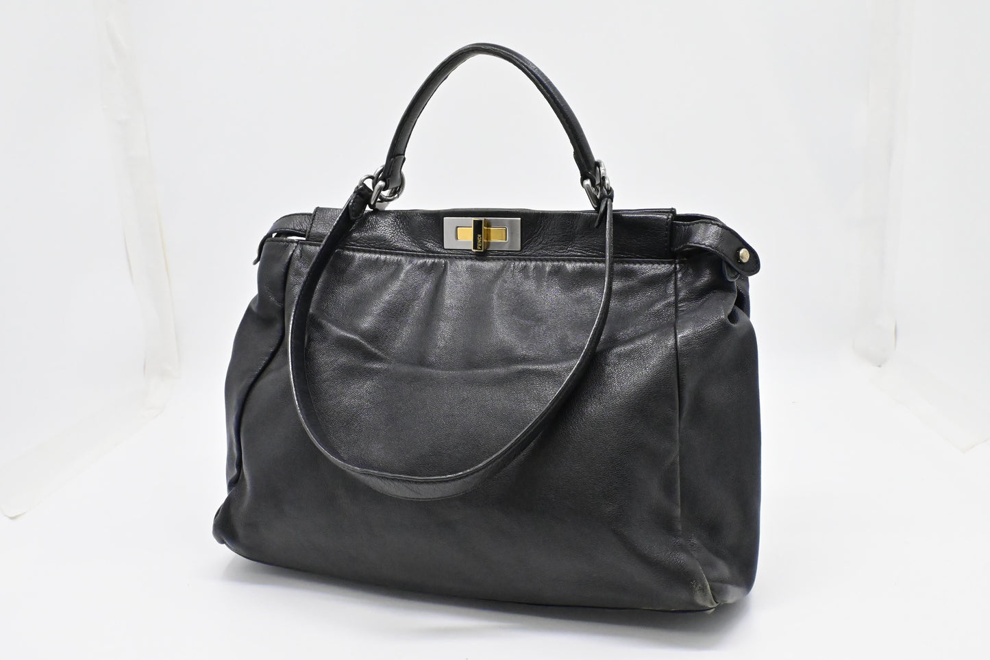 Fendi Peekaboo Tote In Leather Black Medium Tote Bag Black Leather 1