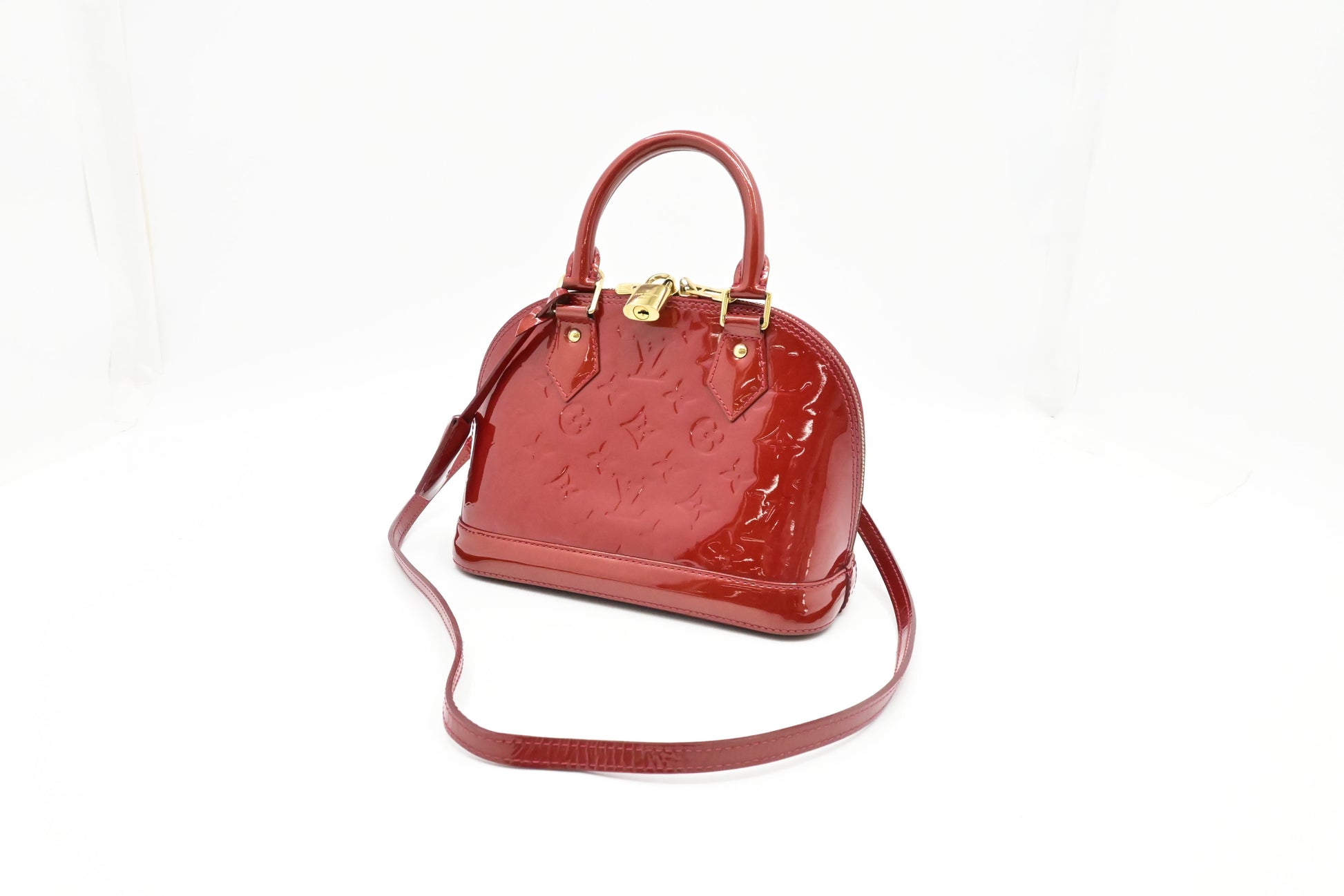 Louis Vuitton Alma BB Vernis Leather Red Handbag
