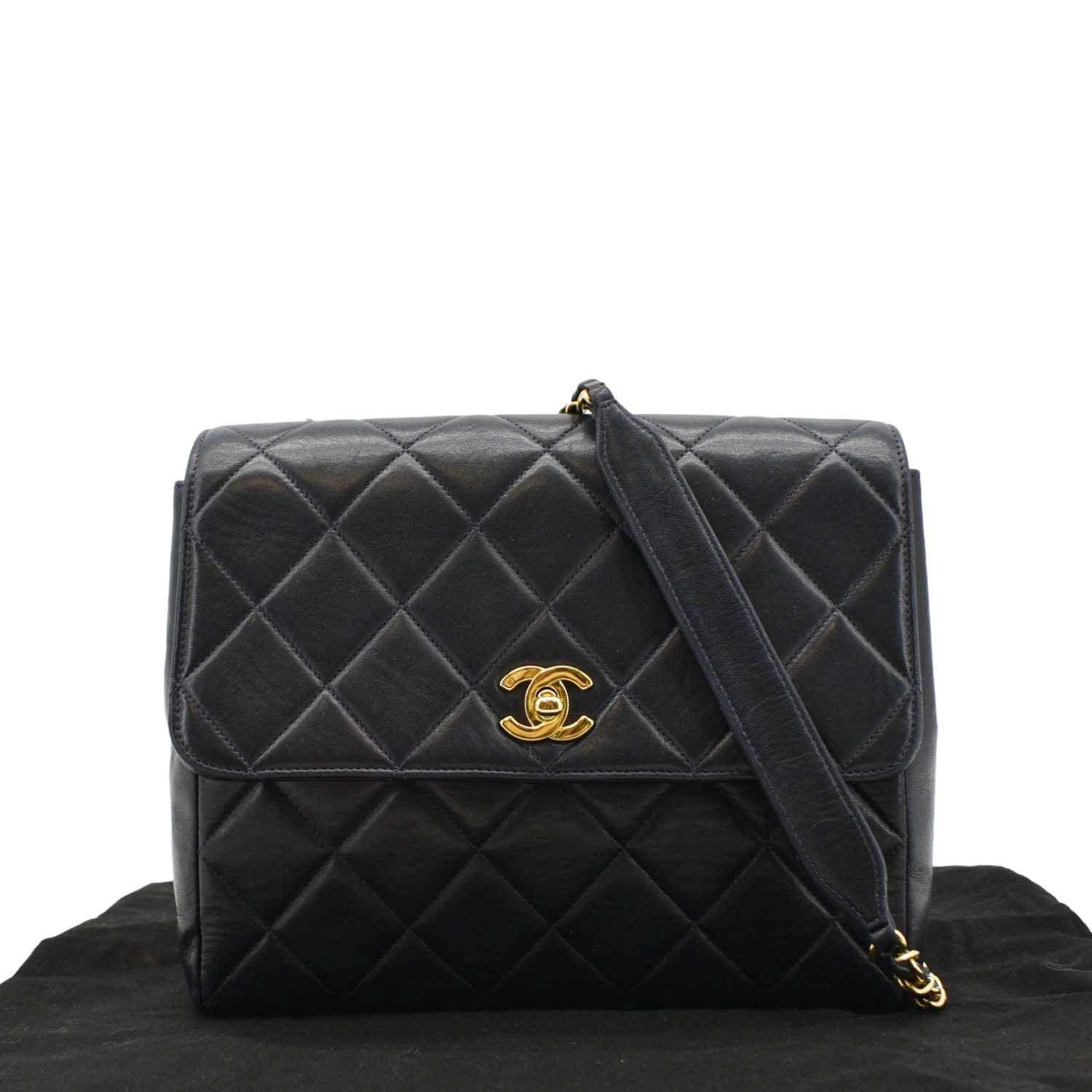 Chanel Square CC Flap Quilted Leather Black Travel Bag
