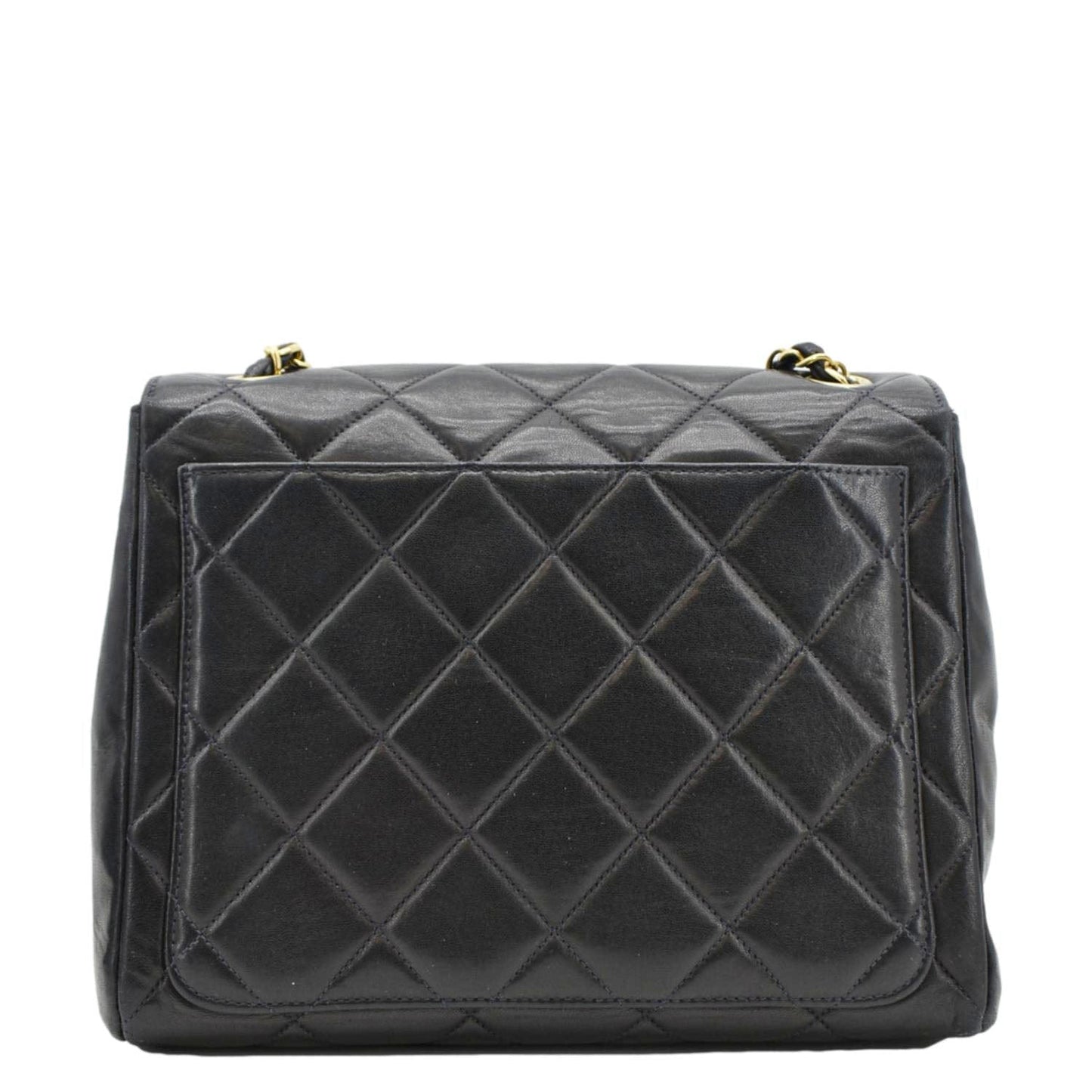 Chanel Square CC Flap   Quilted Leather Shoulder Bag Black