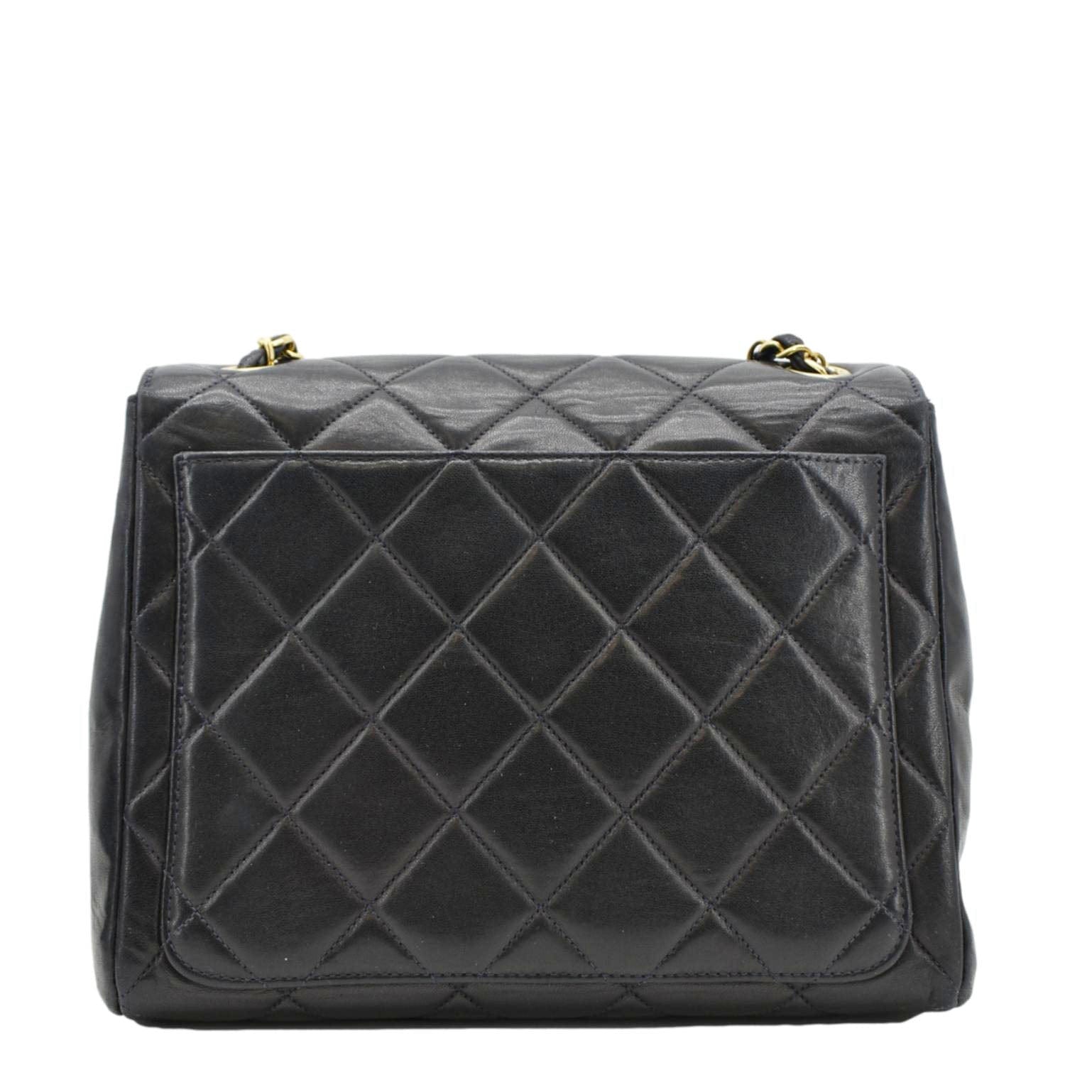 Chanel Square CC Flap   Quilted Leather Shoulder Bag Black