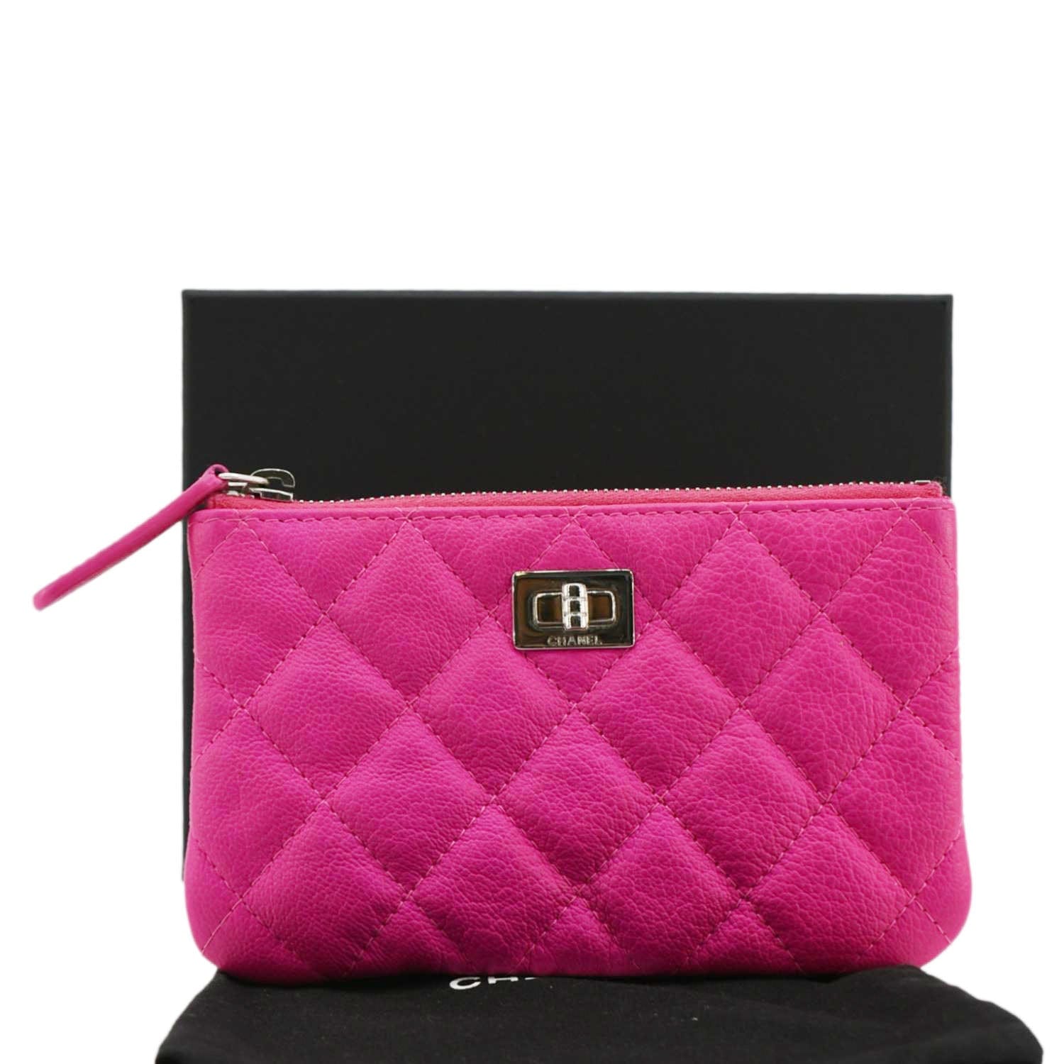 Chanel Reissue Quilted Cosmetic Leather Pink Travel Bag