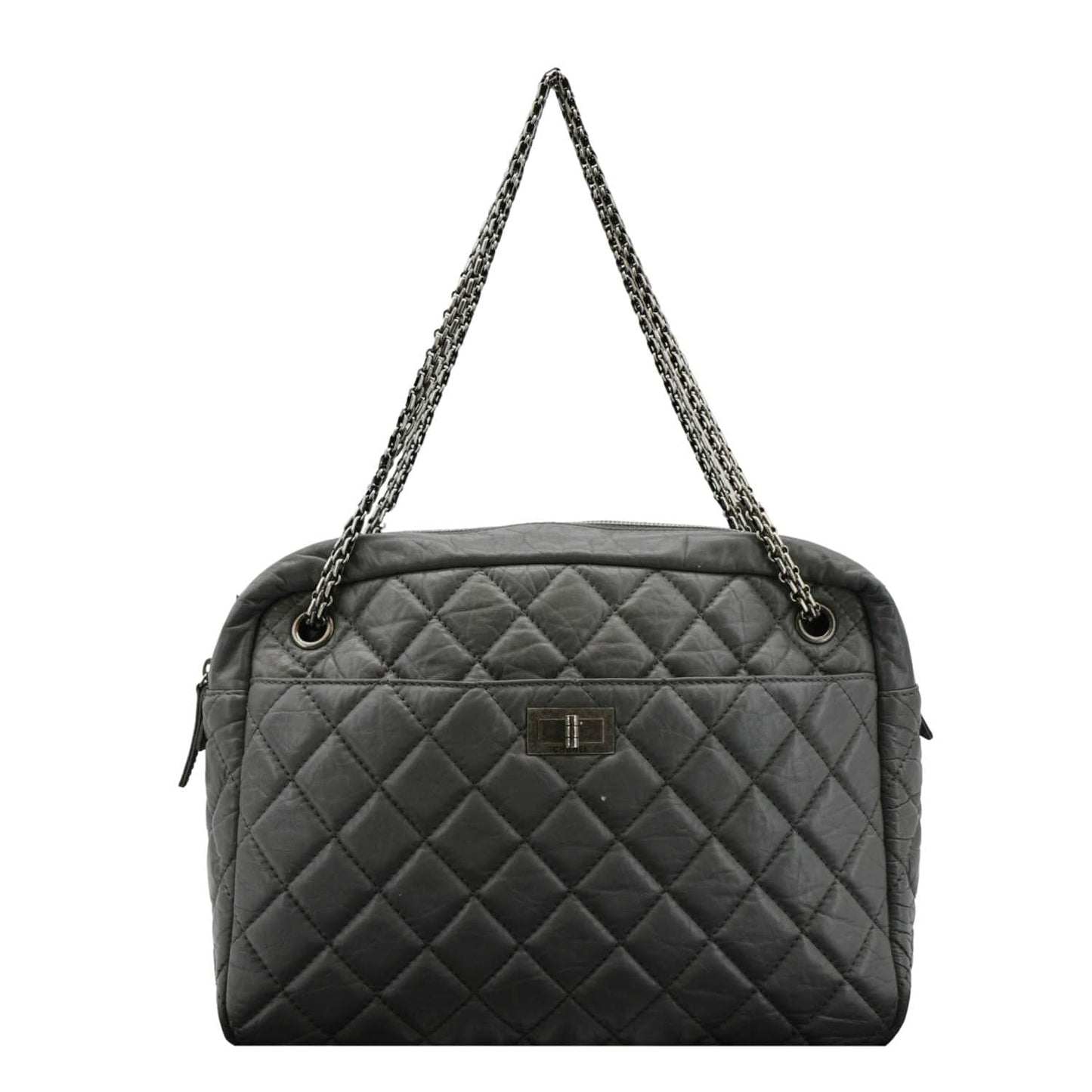 Chanel Reissue Quilted Camera Leather Grey Travel Bag