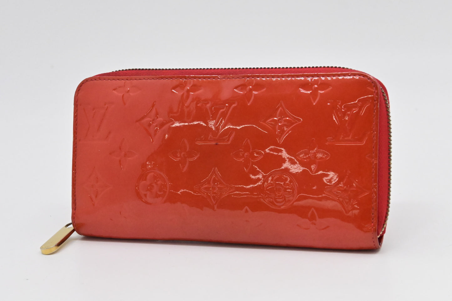 Louis Vuitton Long Zippy Sunset Vernis Leather Orange Wallet Case