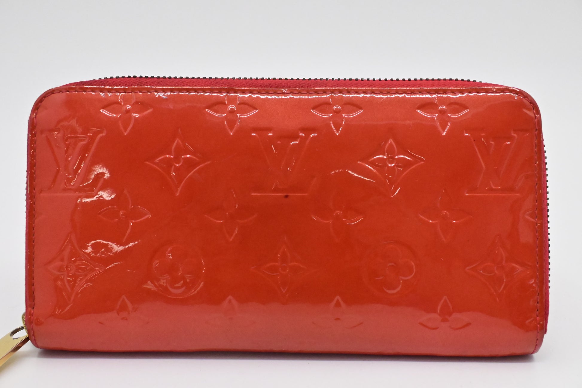Louis Vuitton Long Zippy Sunset Vernis Leather Orange Wallet Case