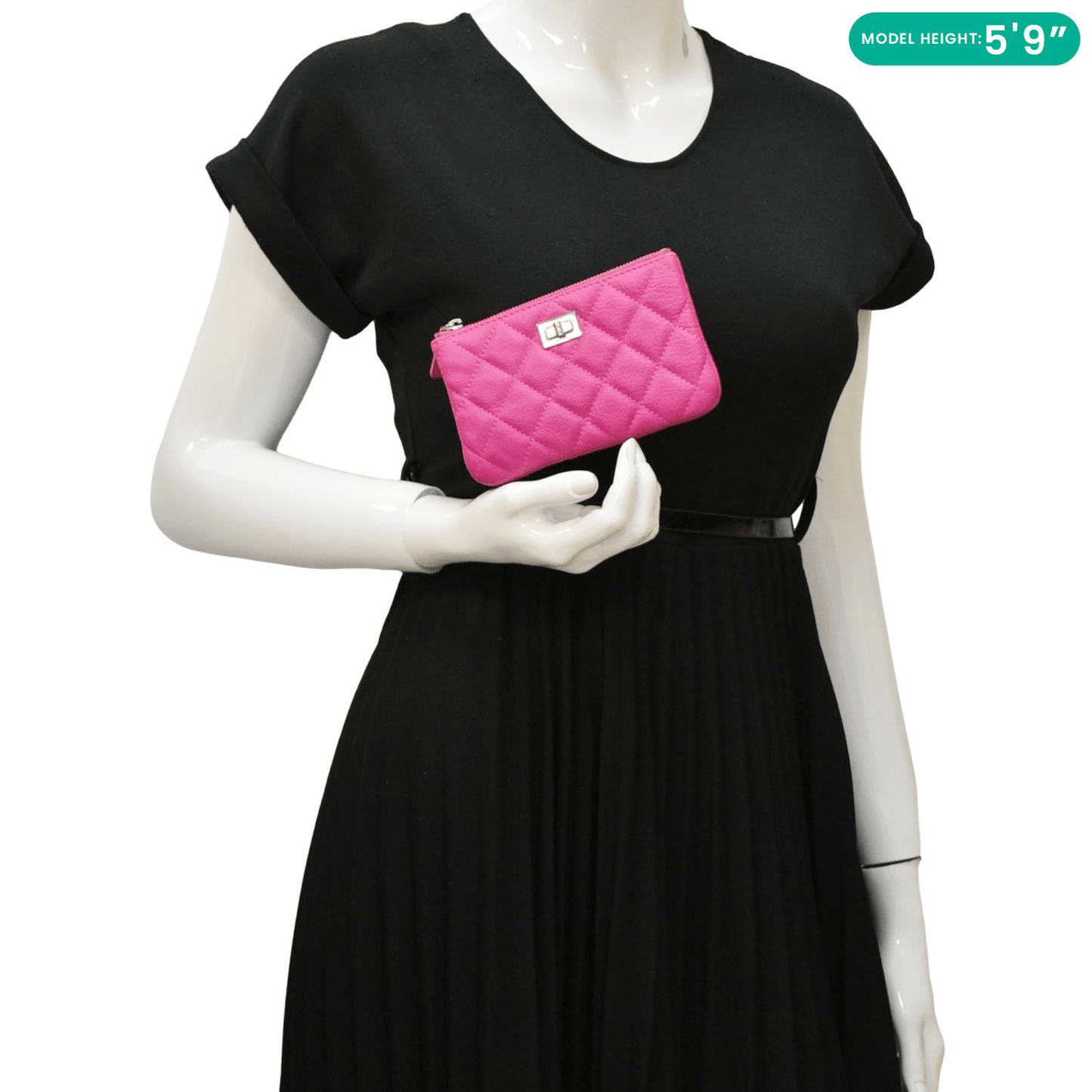Chanel Reissue Quilted Cosmetic Leather Pink Travel Bag