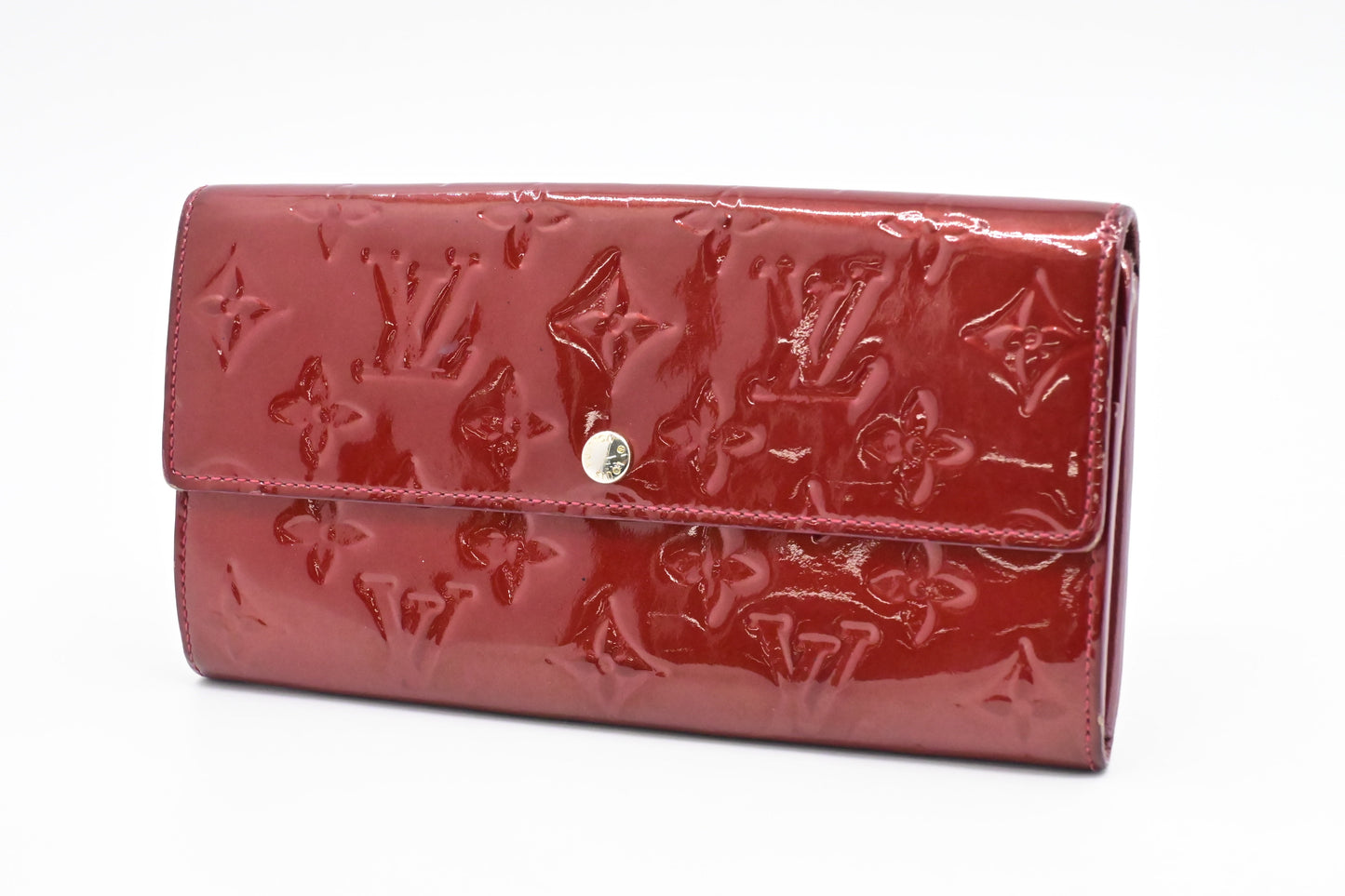 Louis Vuitton Sarah Red Leather Vernis Wallet Case Leather 1