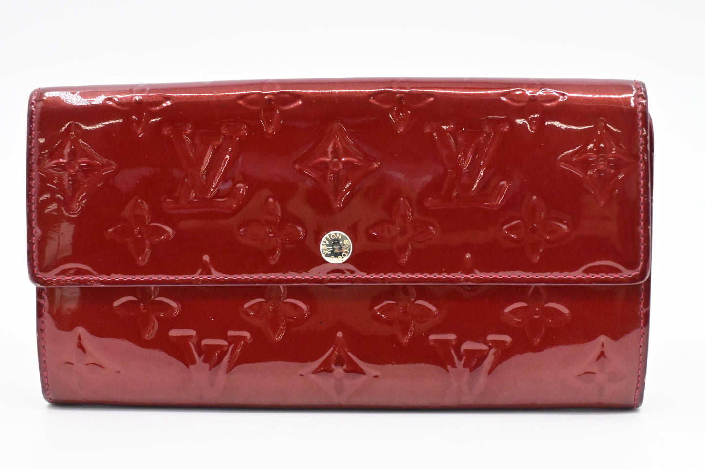 Louis Vuitton Sarah Red Leather Vernis Wallet Case Leather 1
