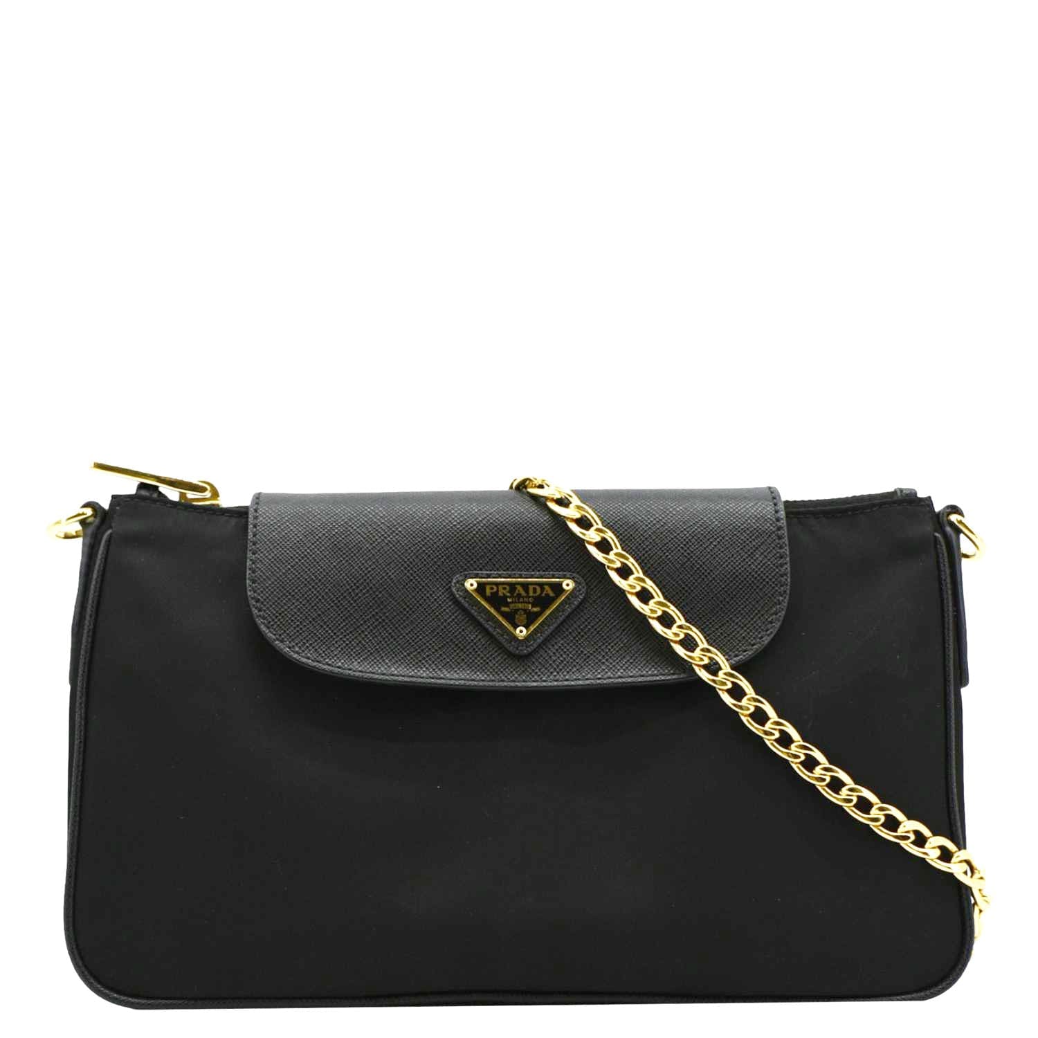 Tessuto Saffiano Crossbody Bag Black Small