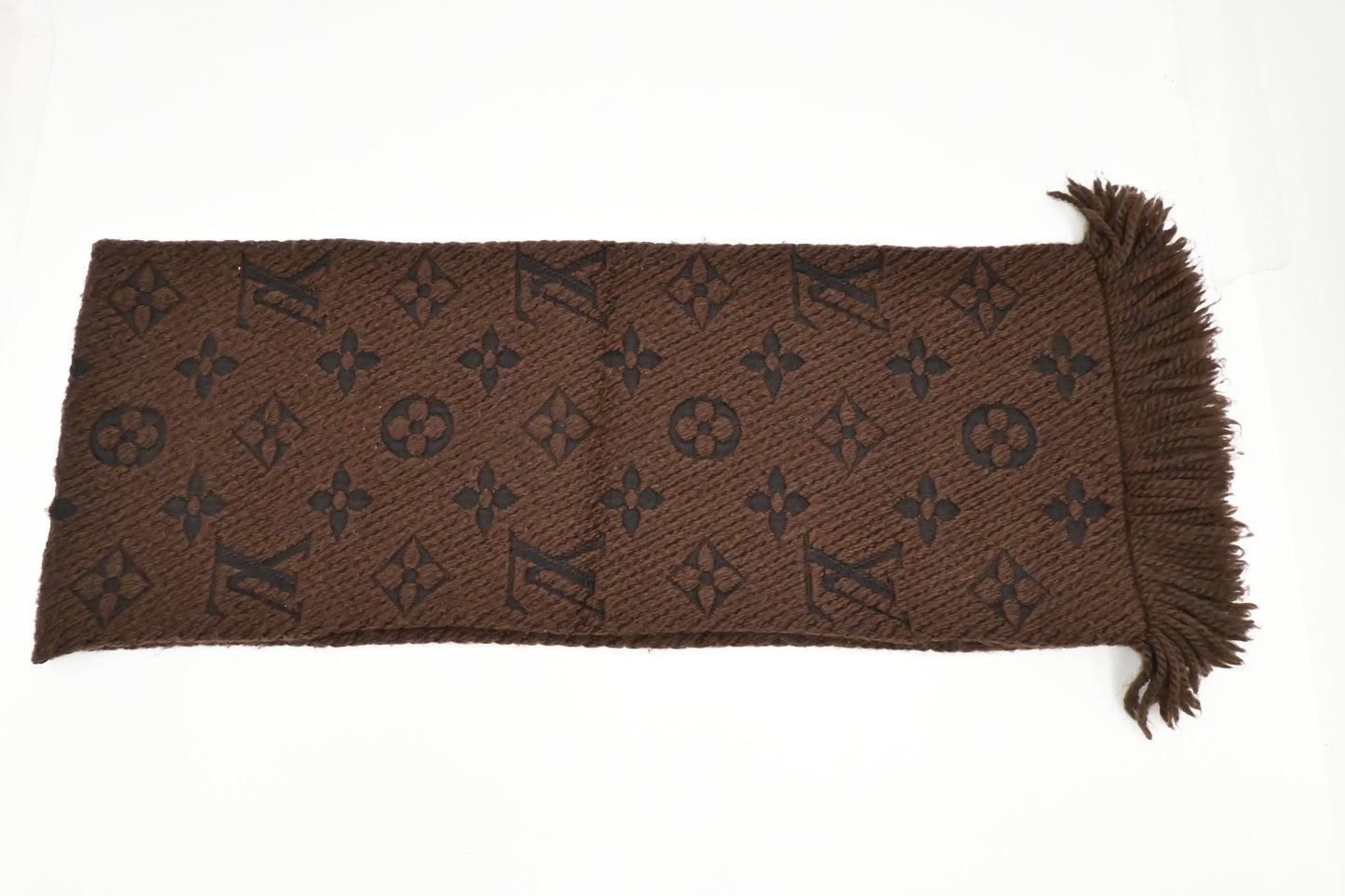 Louis Vuitton Logomania Scarf Silk Wool Brown Apparel