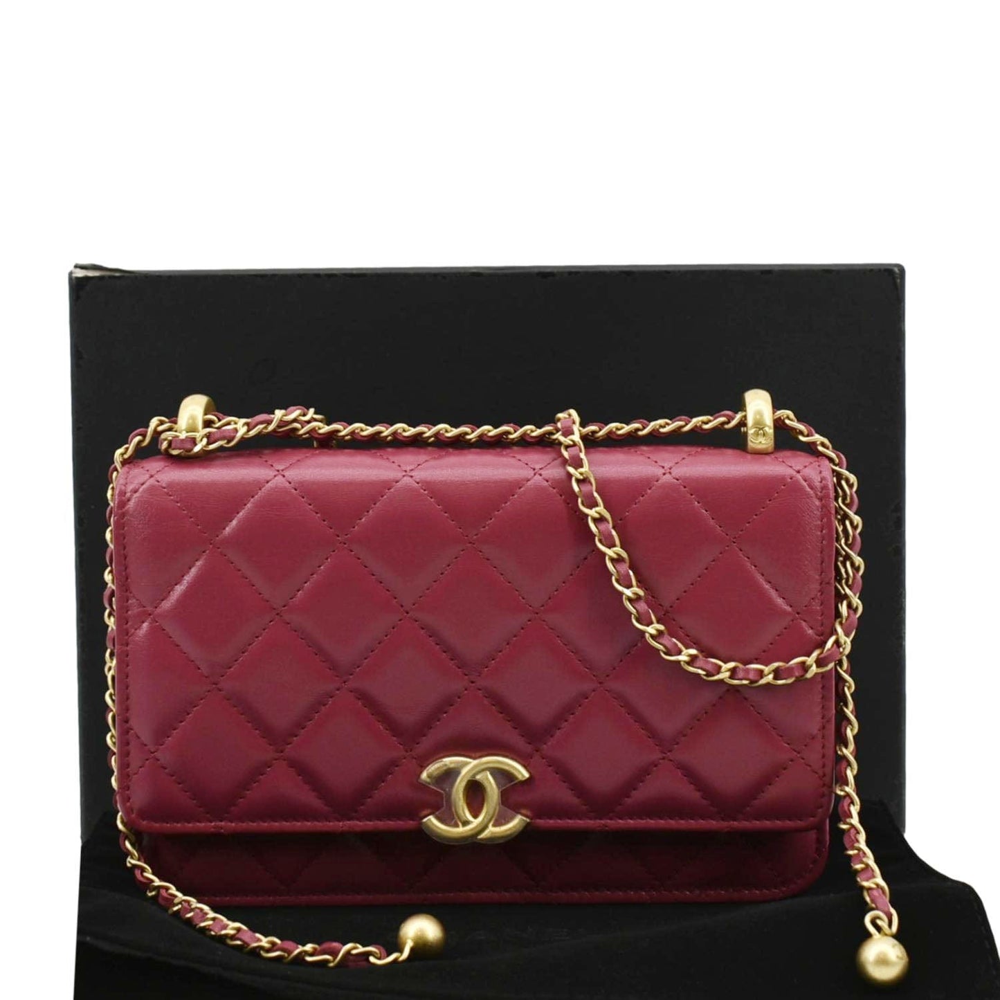 Chanel CC Flap Quilted Magenta Leather Travel Bag