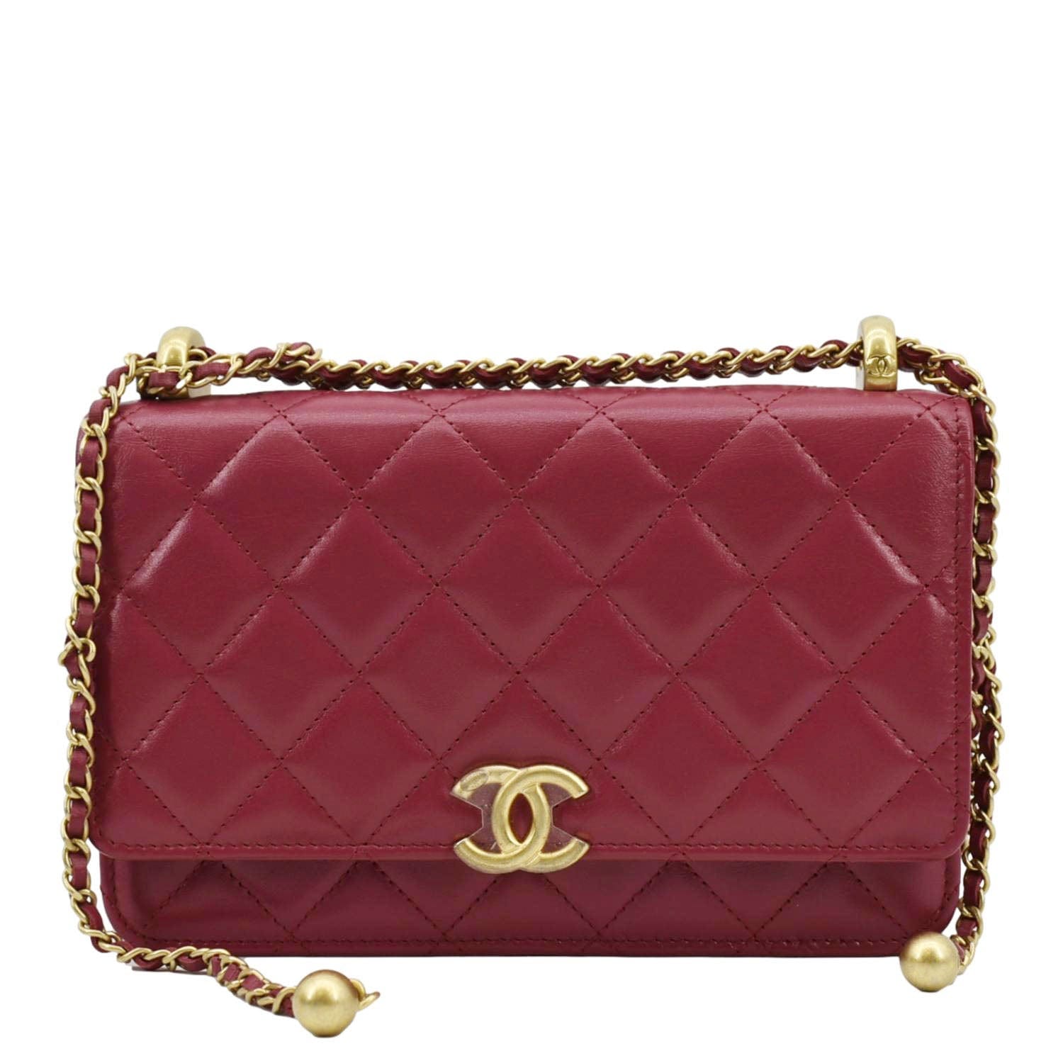 Chanel CC Flap Quilted Magenta Leather Travel Bag