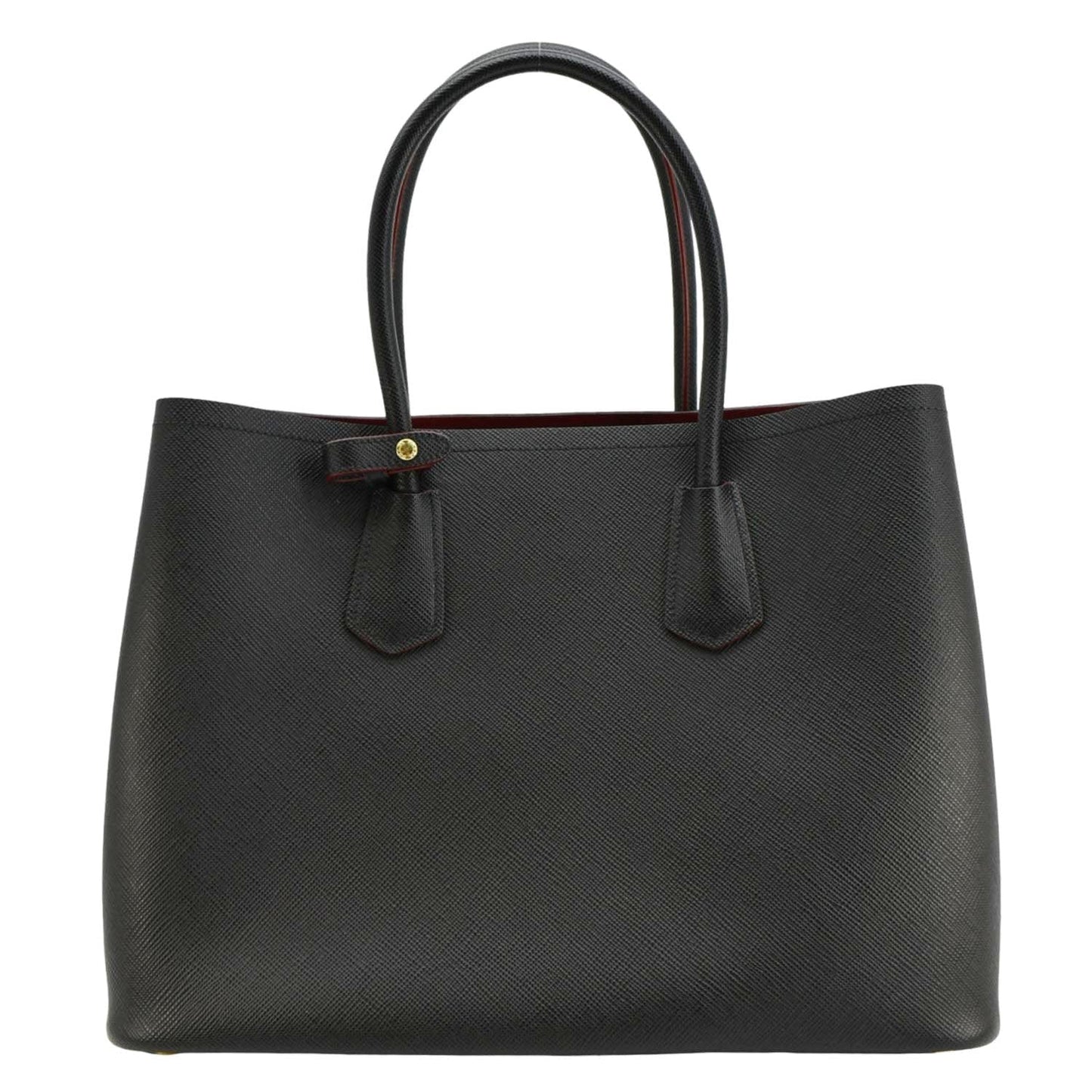 Double Handle Saffiano Tote Bag Leather Black