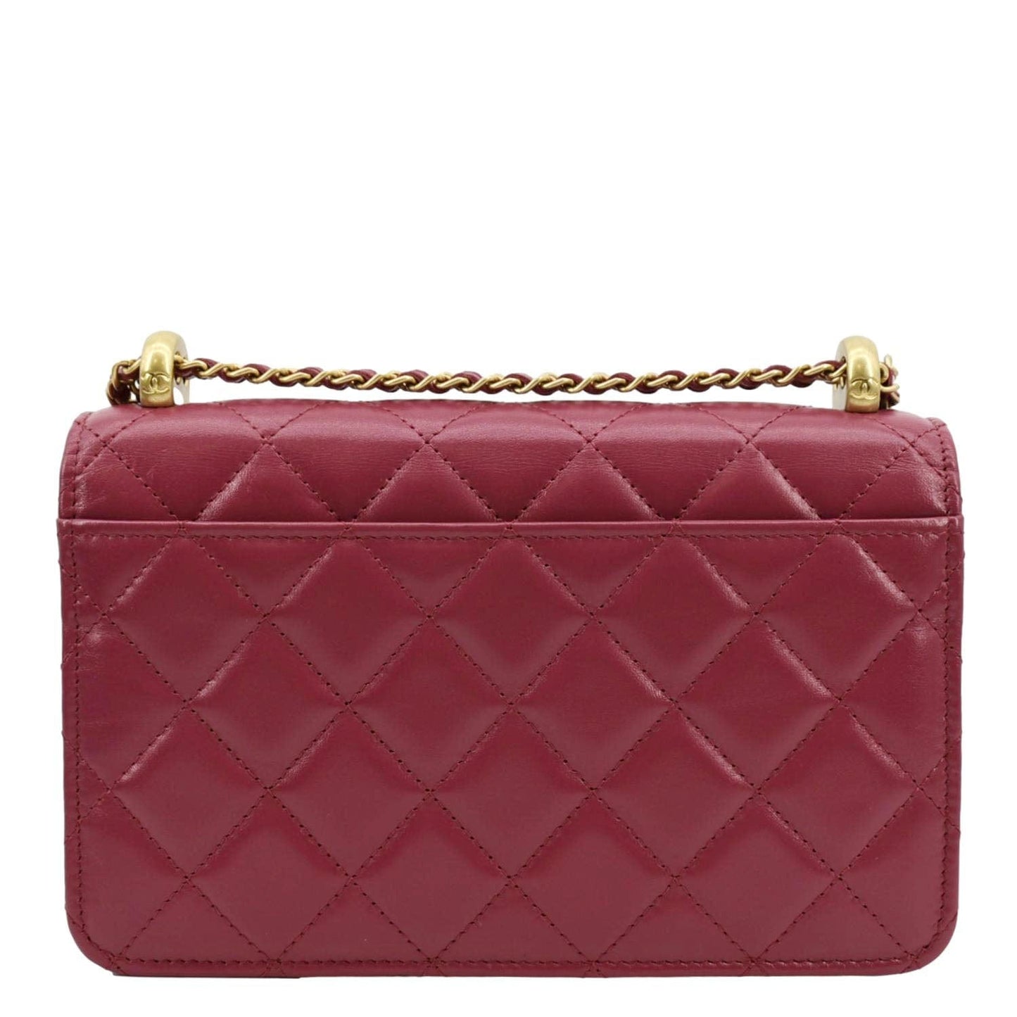 Chanel CC Flap Quilted Magenta Leather Travel Bag