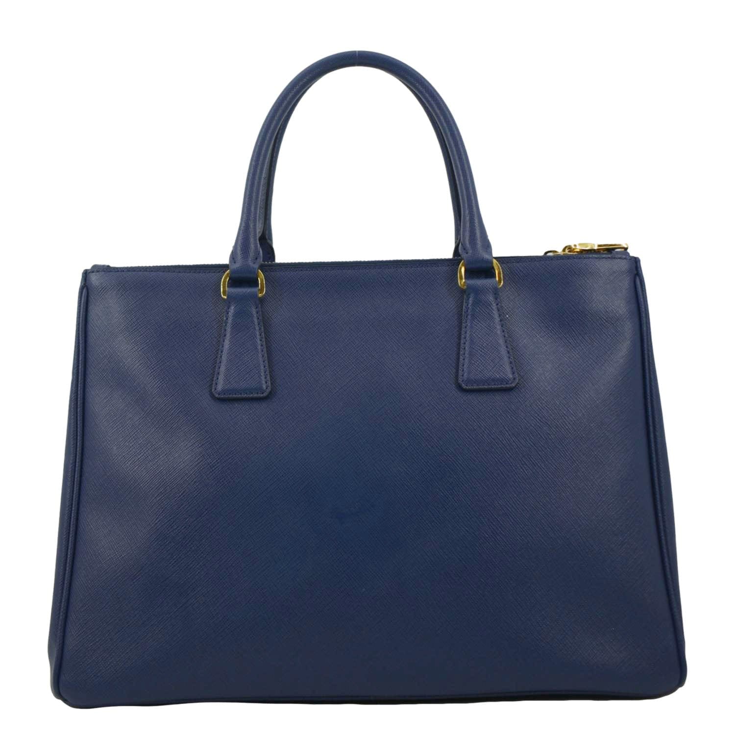 Galleria Double Zip Saffiano Tote Bag Navy Leather Blue