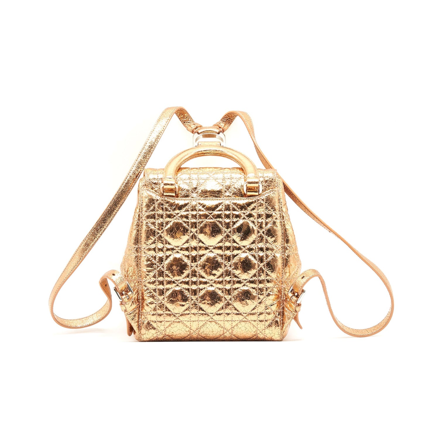 Dior Backpack Lambskin Metallic Champagne Handbag Mini