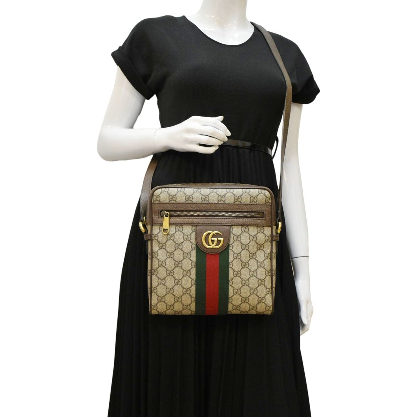 Gucci Ophidia Messenger Bag Canvas Beige Crossbody Bag Bag 547926
