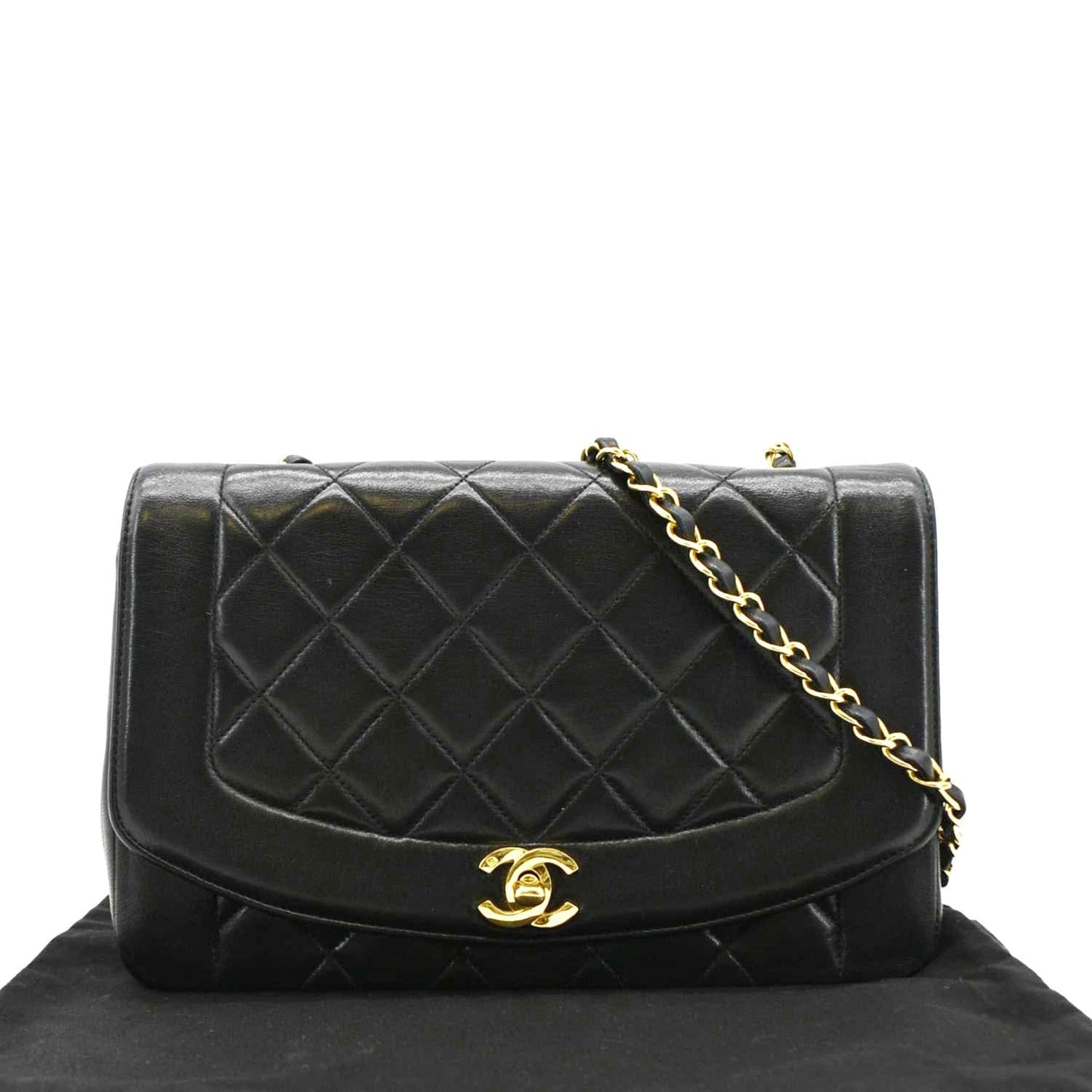 Chanel Diana Flap Quilted Leather Black Travel Bag