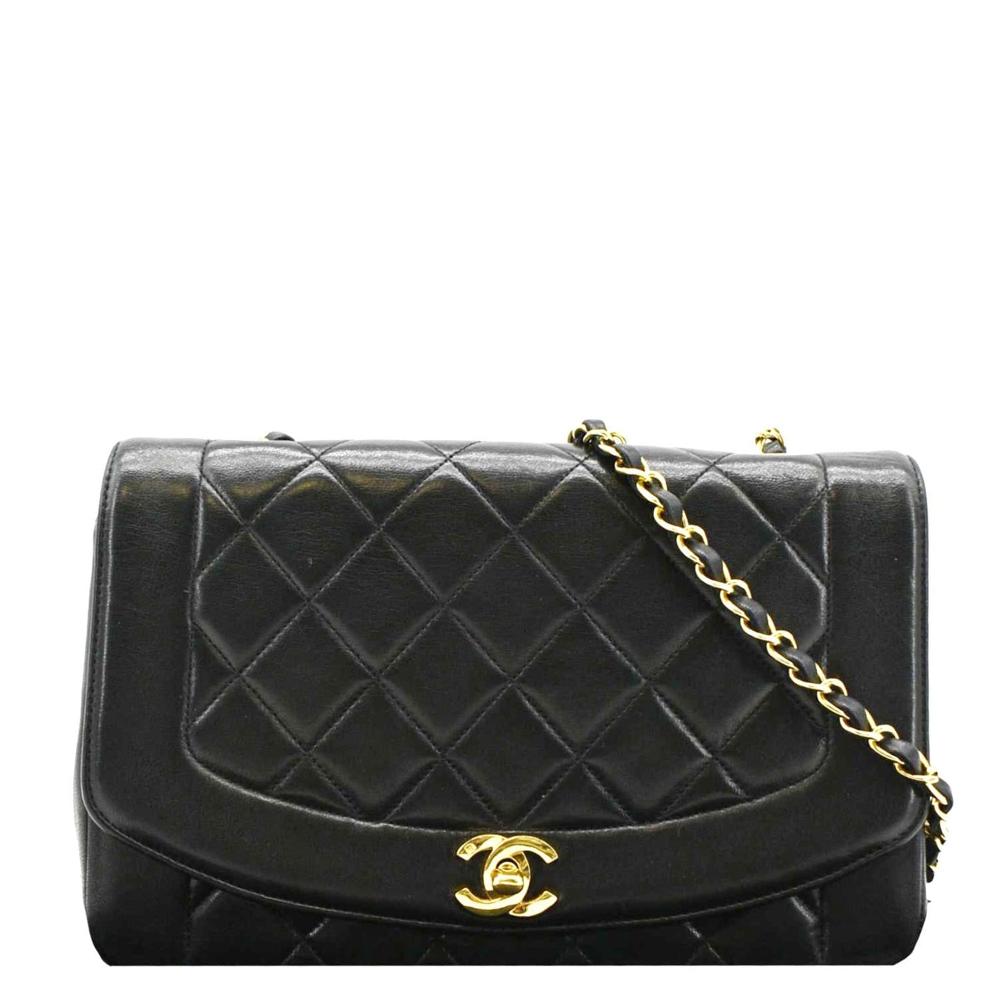 Chanel Diana Flap Quilted Leather Black Travel Bag