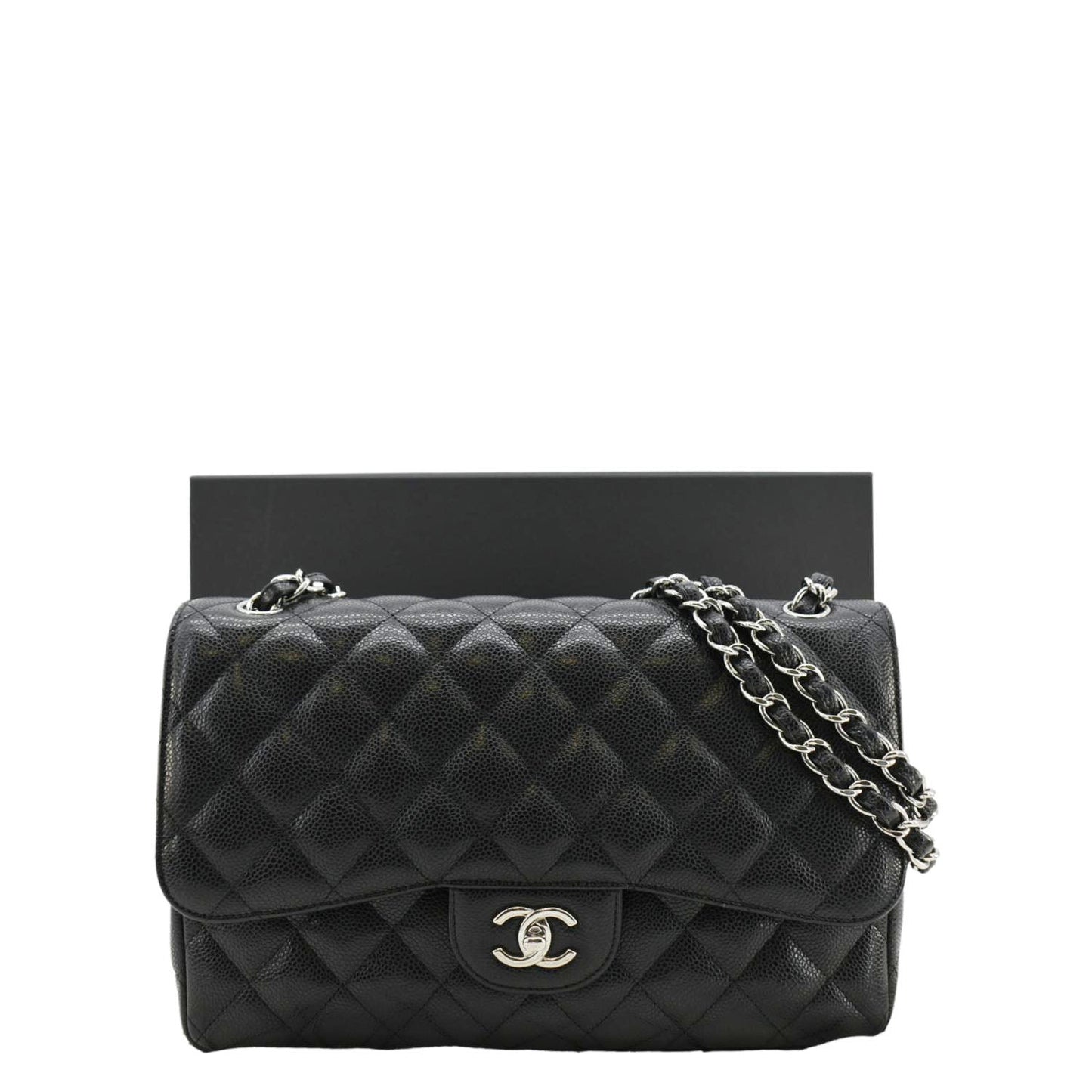 Chanel Classic Jumbo Double Flap Quilted Leather Black Travel Bag 7