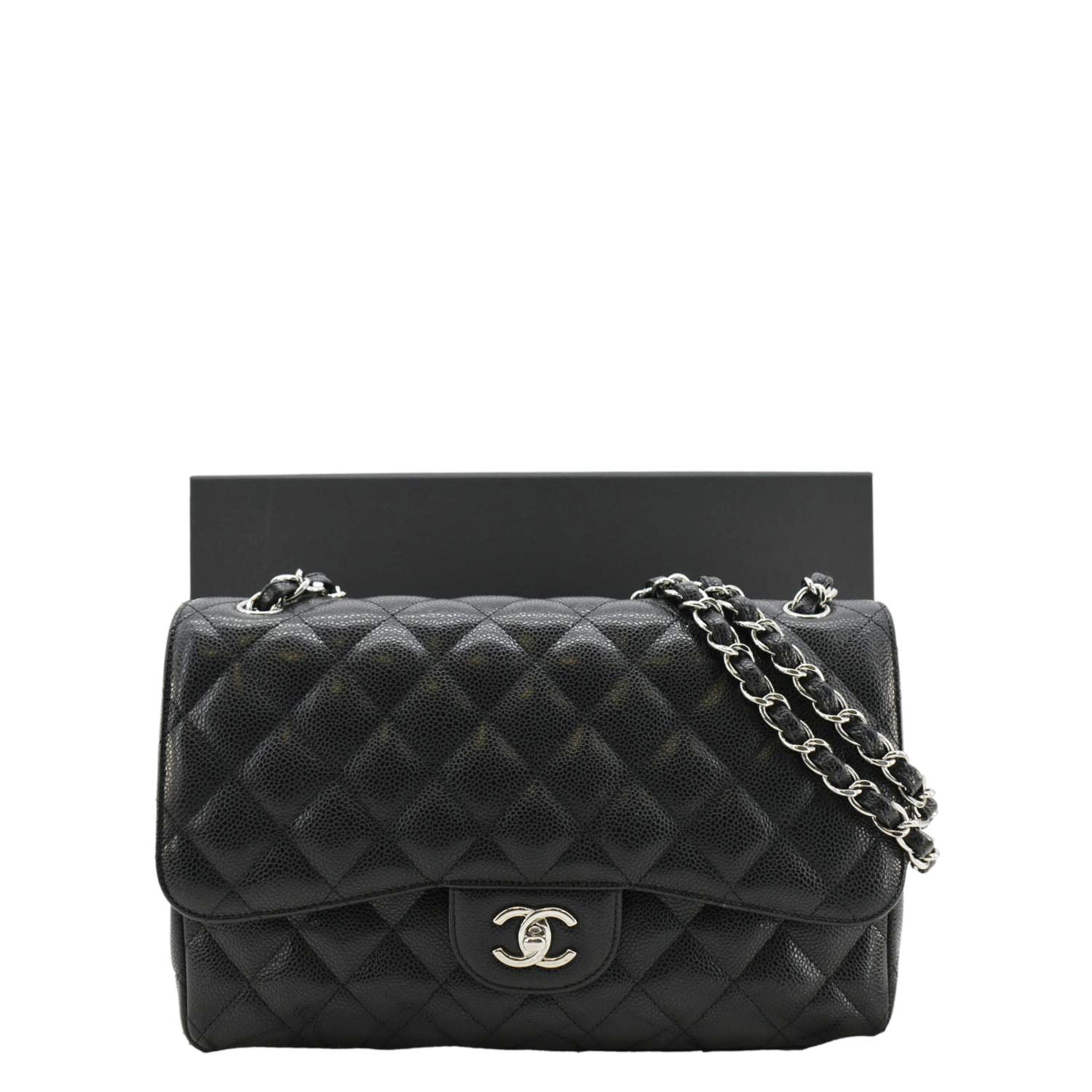 Chanel Classic Jumbo Double Flap Quilted Leather Black Travel Bag 7