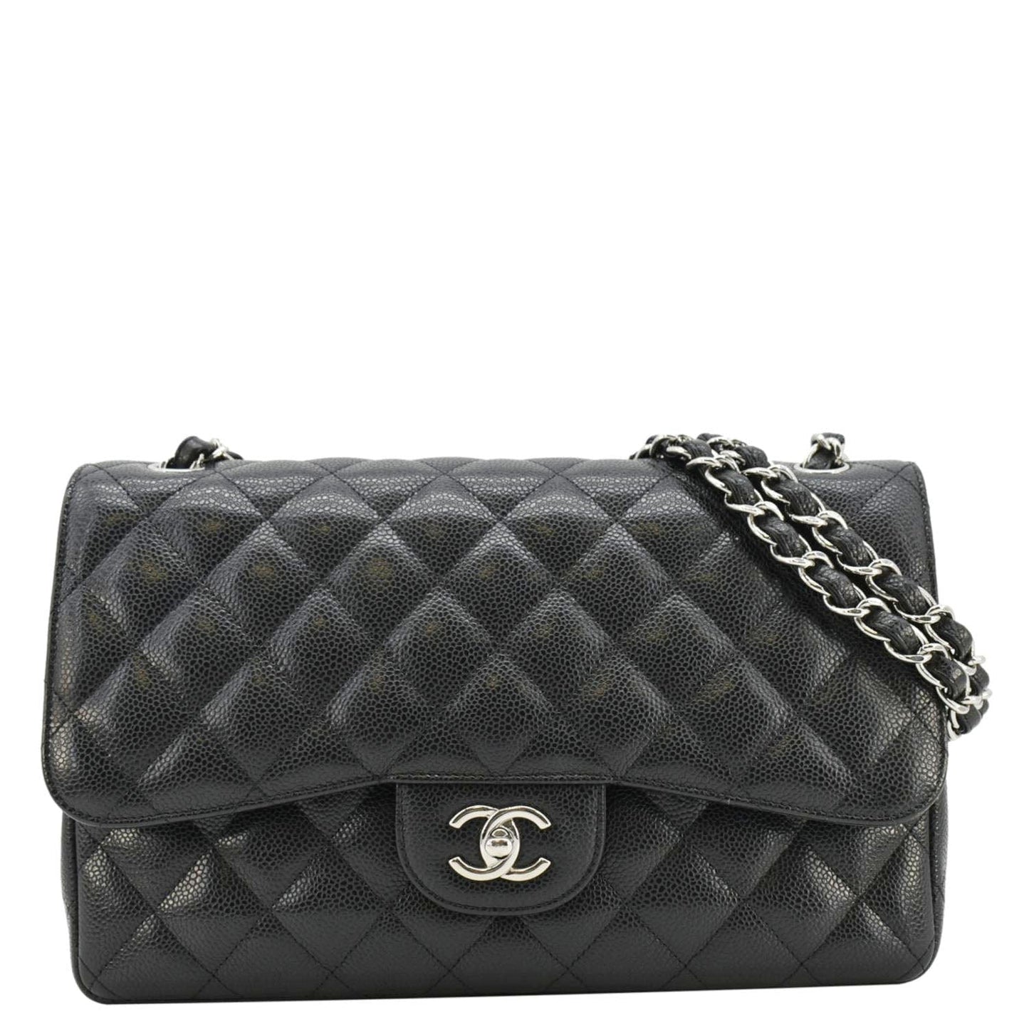 Chanel Classic Jumbo Double Flap Quilted Leather Black Travel Bag 7
