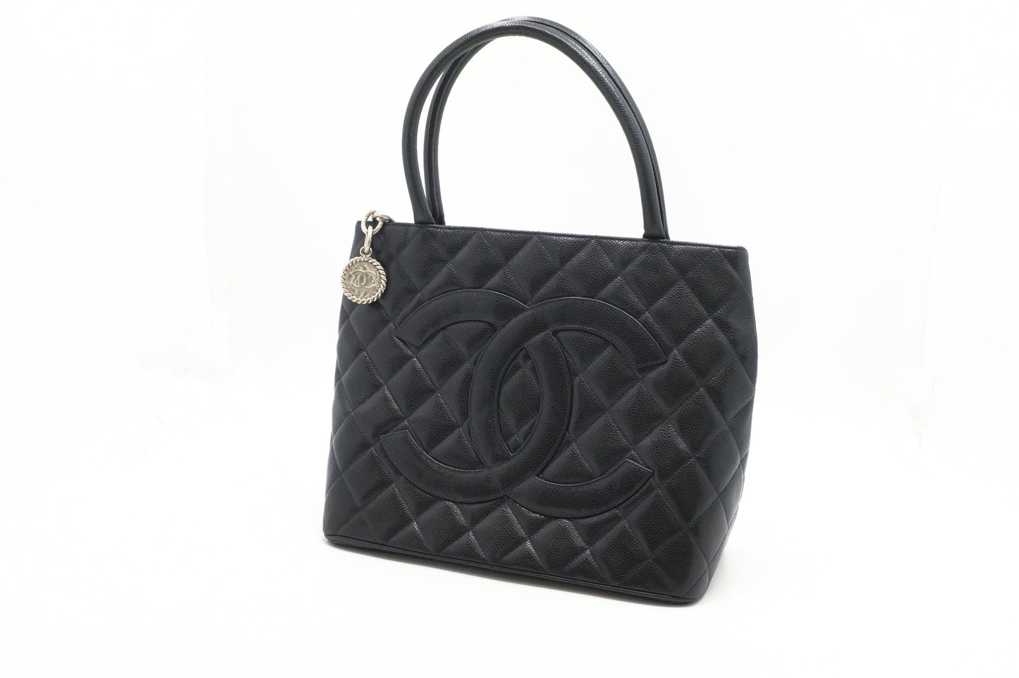 Chanel Medallion Caviar Black Leather Tote Bag Leather 2