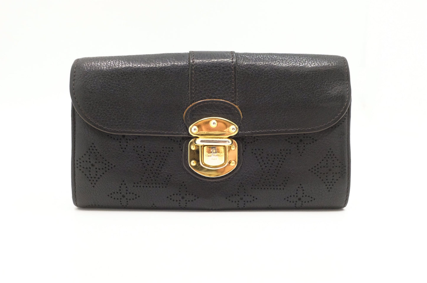 Louis Vuitton Amelia Mahina Leather Black Wallet Case