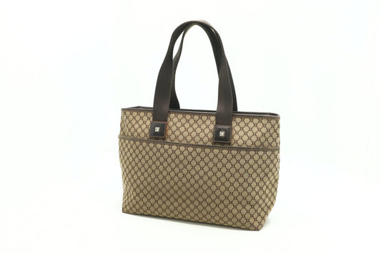 Celine Shoulder Bag In Triomphe Canvas Brown