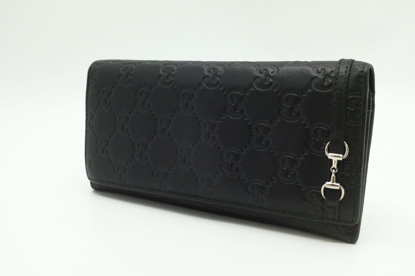 Gucci Long Guccissima Leather Black Wallet Case