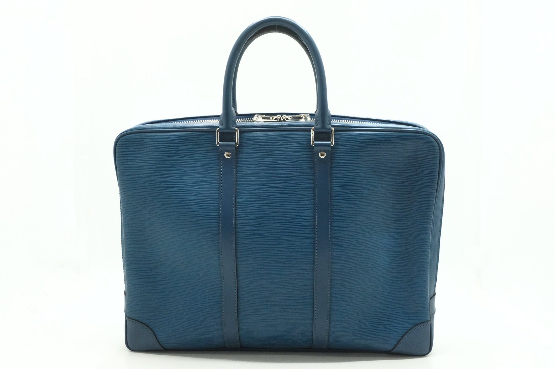 Louis Vuitton Porte Documents Blue Leather Epi Handbag