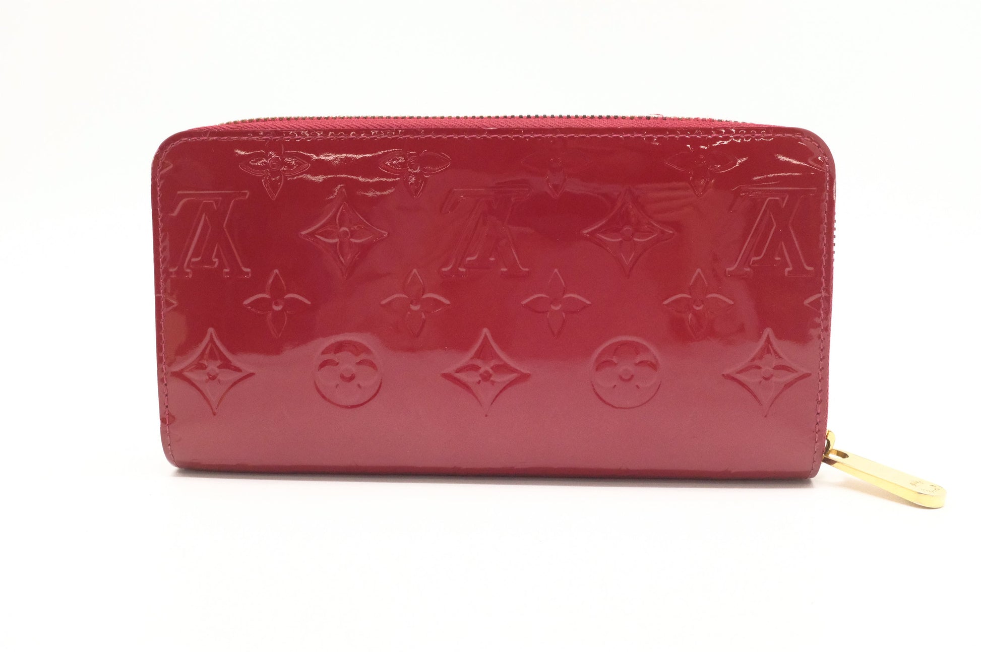 Louis Vuitton Zippy Long Vernis Leather Red Wallet Case