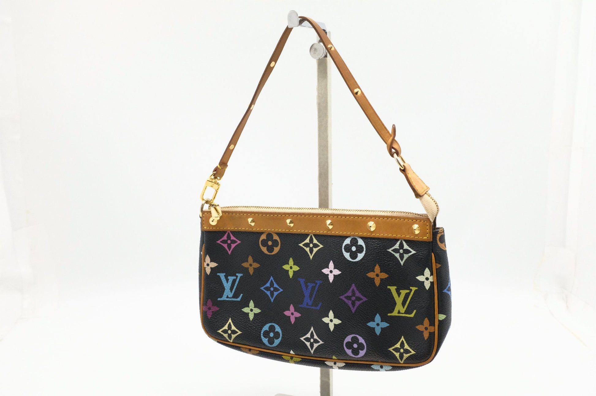 Louis Vuitton Pochette Accessoires Monogram Canvas Black Multicolor Clutch Bag