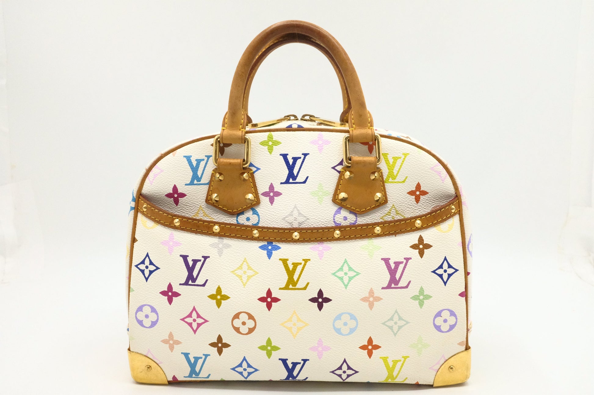 Louis Vuitton Trouville Multicolor White Canvas Handbag Canvas 2