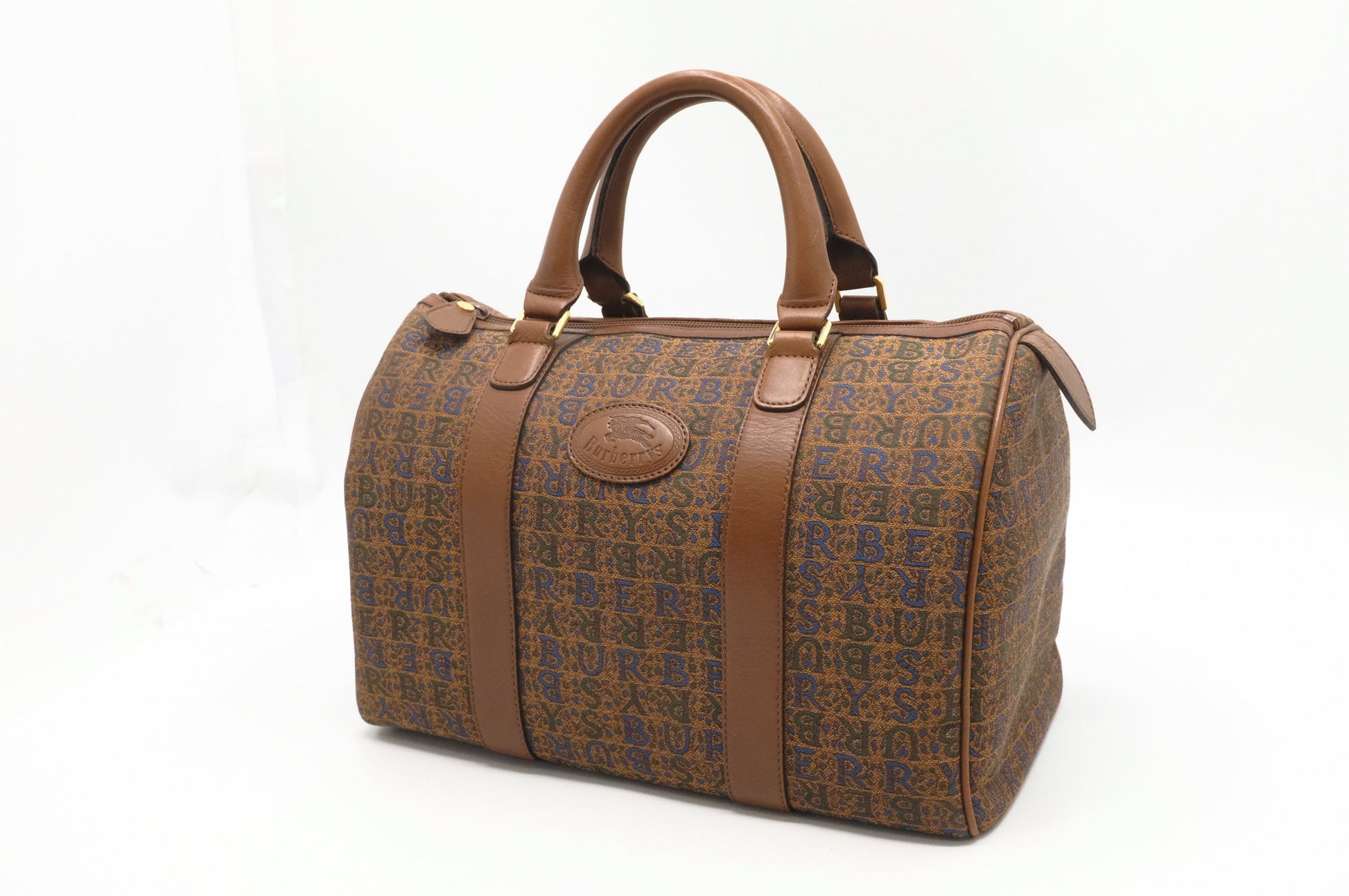 Burberry Boston Bag In Canvas Brown Travel Bag