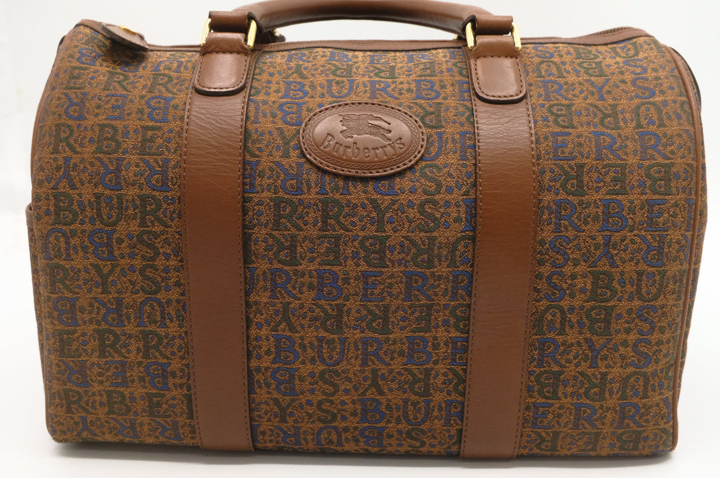 Burberry Boston Bag In Canvas Brown Travel Bag