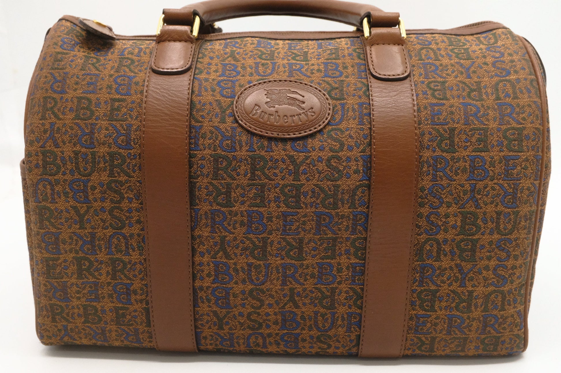 Burberry Boston Bag In Canvas Brown Travel Bag