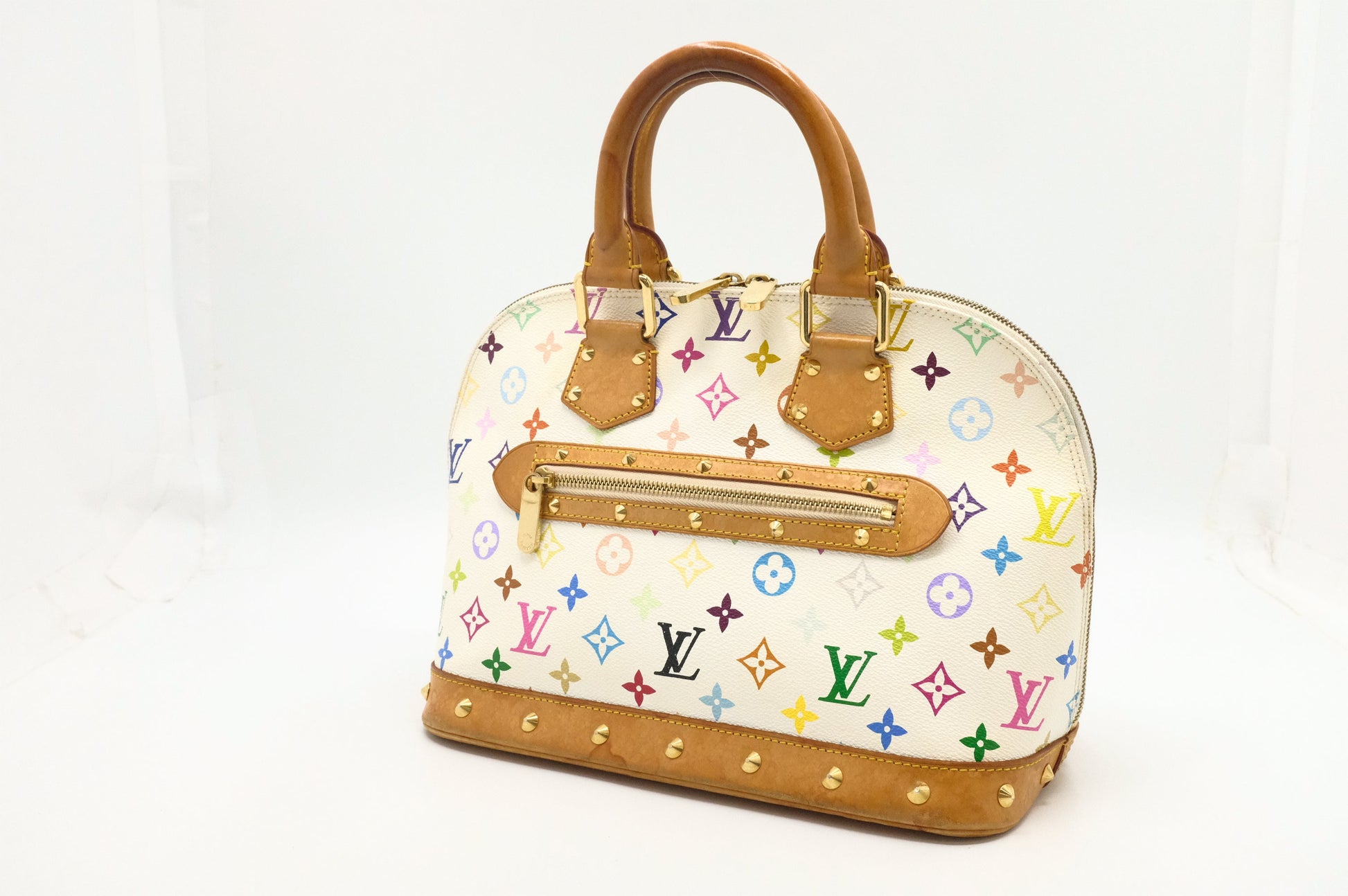 Louis Vuitton Alma PM Monogram Canvas White Multicolor Handbag Canvas 1