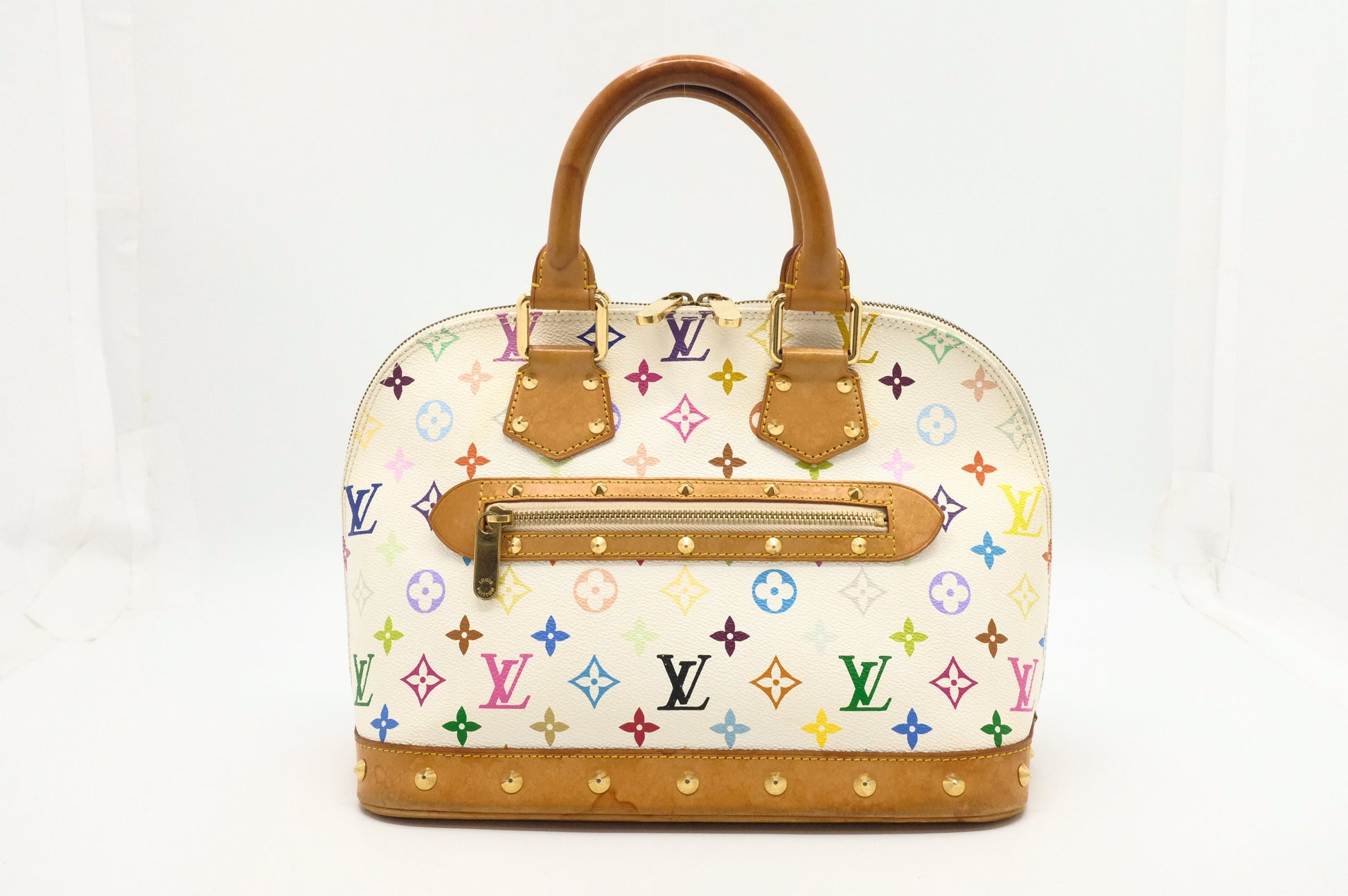 Louis Vuitton Alma PM Monogram Canvas White Multicolor Handbag Canvas 1