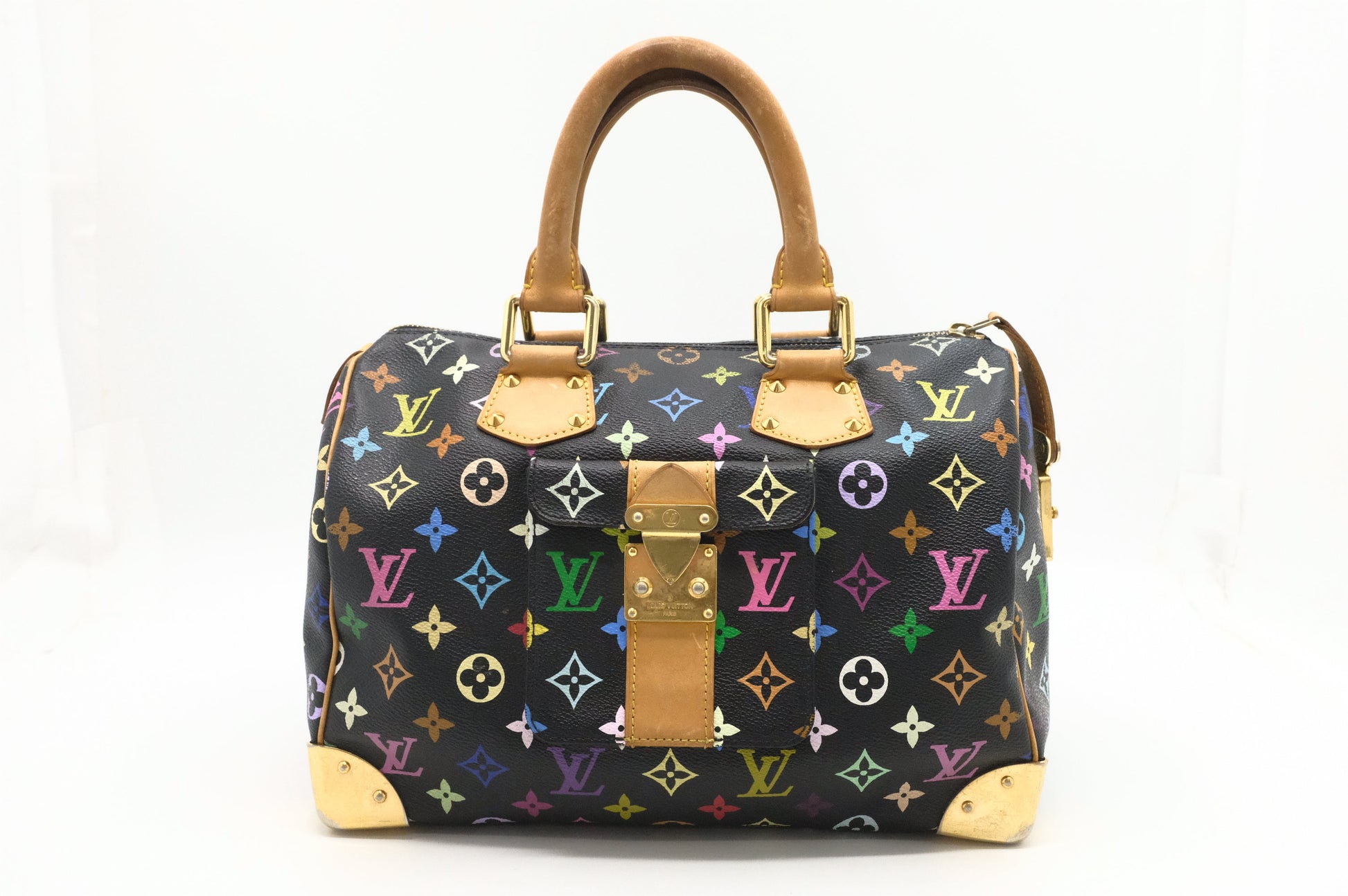 Louis Vuitton Speedy 30 Monogram Multicolor Black Canvas Handbag Canvas 1