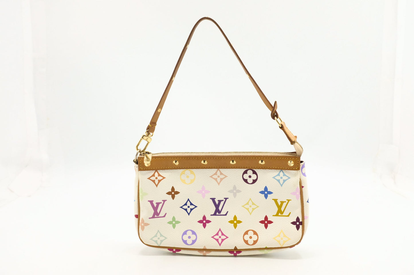 Louis Vuitton Pochette Accessoires Monogram Canvas White Multicolor Clutch Bag