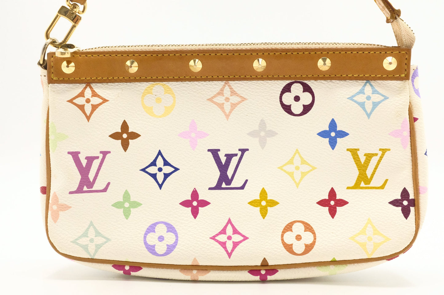 Louis Vuitton Pochette Accessoires Monogram Canvas White Multicolor Clutch Bag