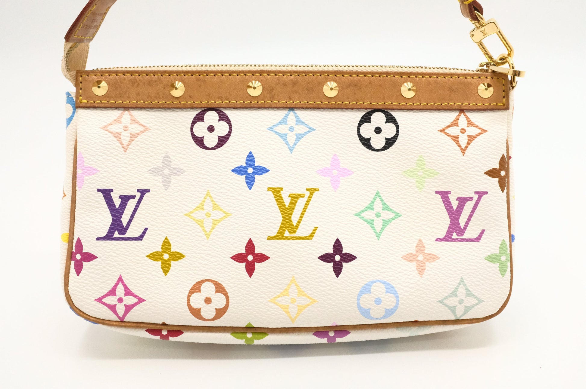Louis Vuitton Pochette Accessoires Monogram Canvas White Multicolor Clutch Bag Canvas 1