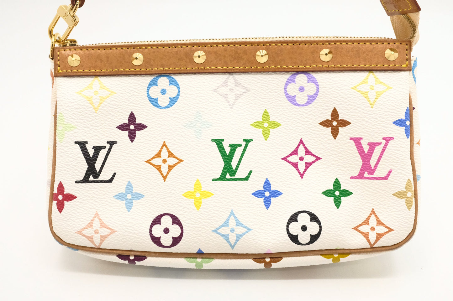 Louis Vuitton Pochette Accessoires Monogram Canvas White Multicolor Clutch Bag Canvas 1