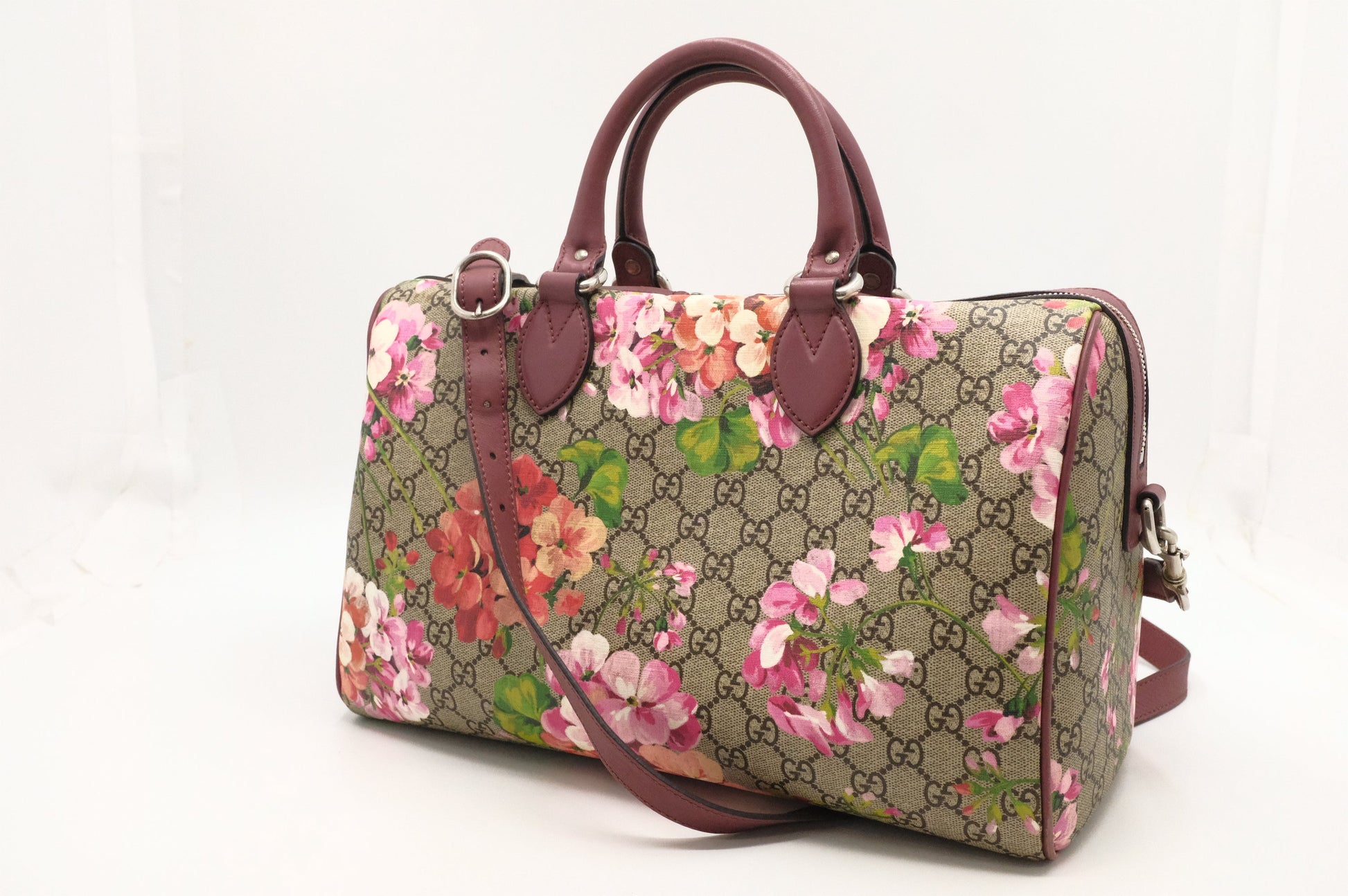 Gucci Boston Blooms GG Canvas Pink Travel Bag