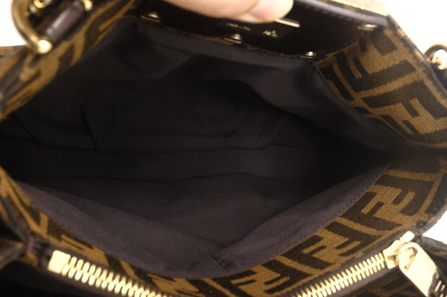 Fendi Mia Shoulder Bag In Zucca And Leather Canvas Patent
