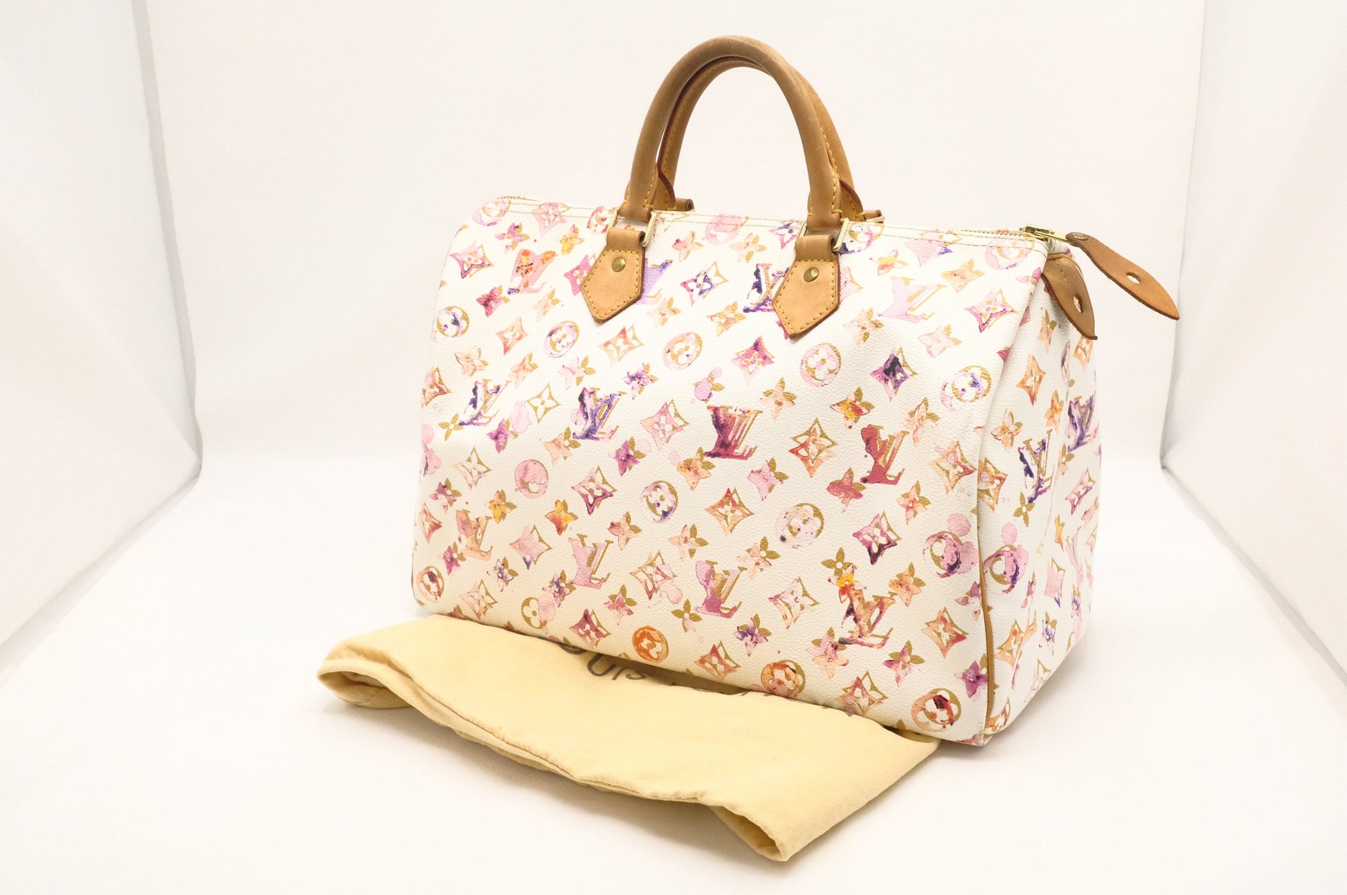 Louis Vuitton Speedy 35 Watercolor Monogram White Canvas Handbag