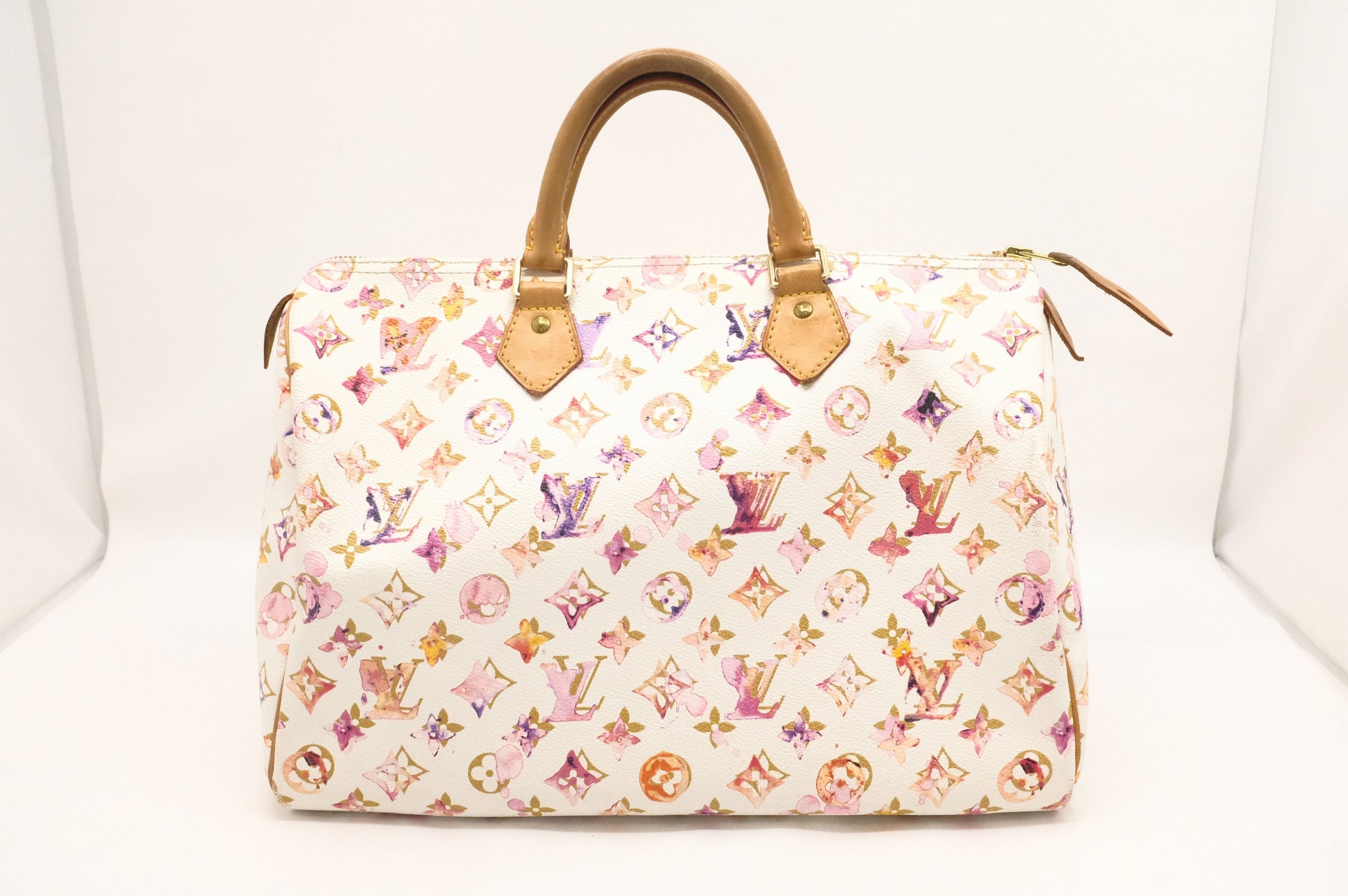 Louis Vuitton Speedy 35 Watercolor Monogram White Canvas Handbag