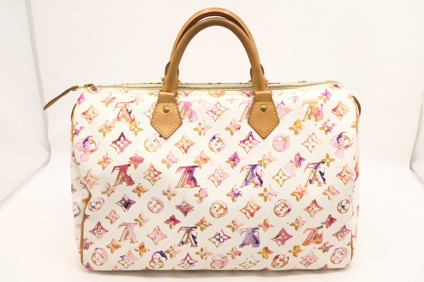Louis Vuitton Speedy 35 Watercolor Monogram White Canvas Handbag