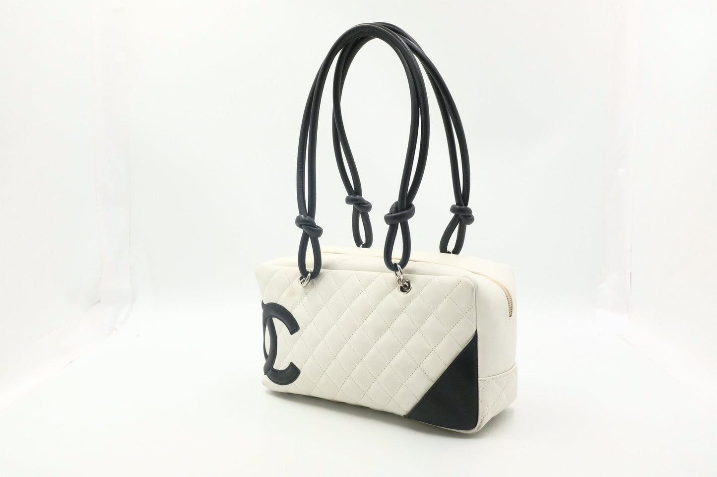 Chanel Cambon Bowling MatelassÃ© White Leather Handbag